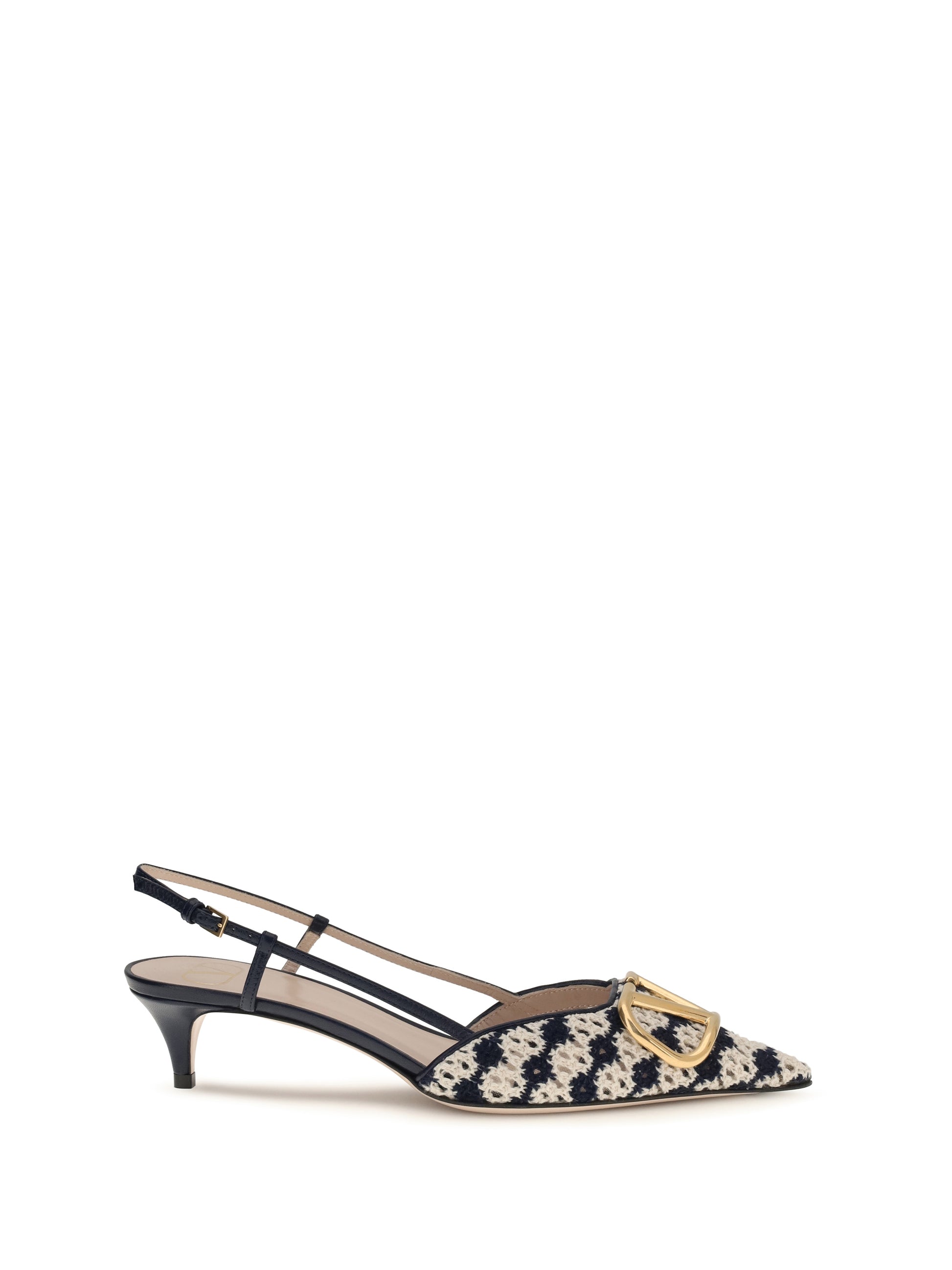 Valentino Garavani Women Vlogo Signature Slingback Pumps In Crochet Fabric VALENTINO GARAVANI
