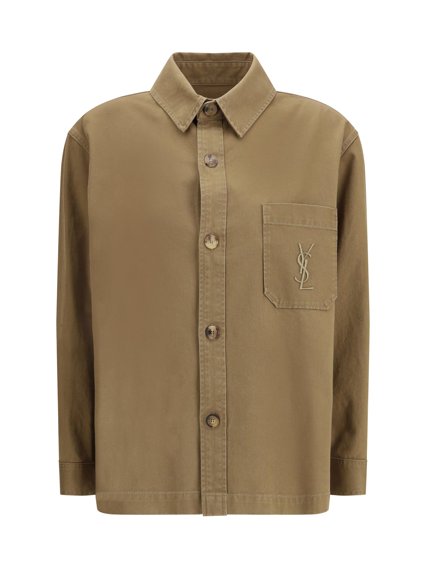 Saint Laurent Women Cassandre Overshirt In Cotton And Linen Gabardine SAINT LAURENT