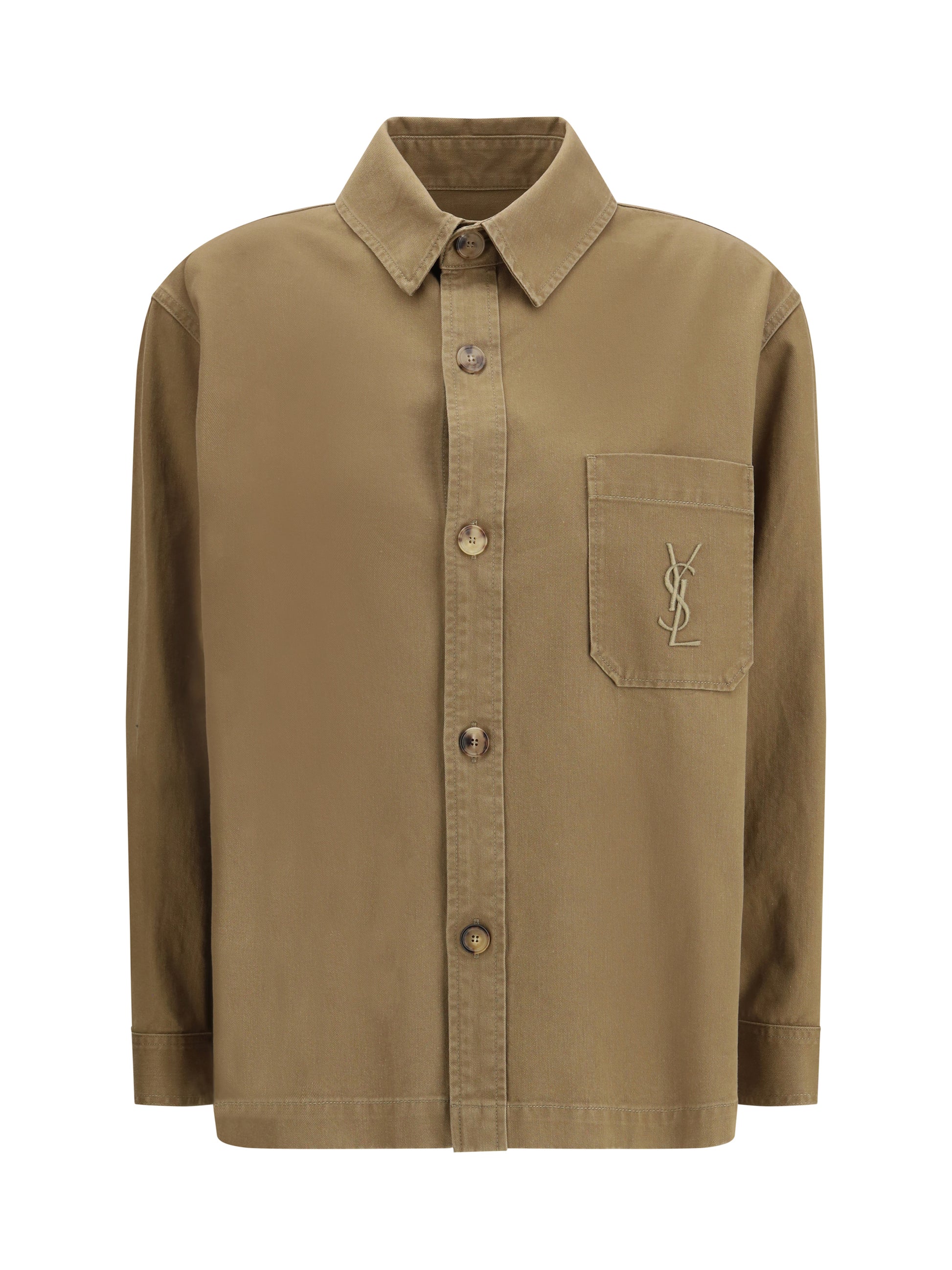 Saint Laurent Women Cassandre Overshirt In Cotton And Linen Gabardine SAINT LAURENT