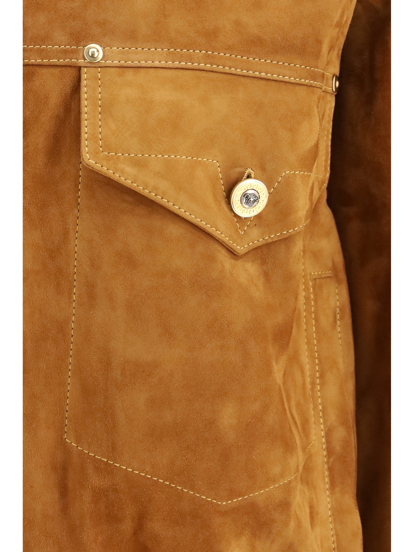Versace Men Leather Button Jacket VERSACE