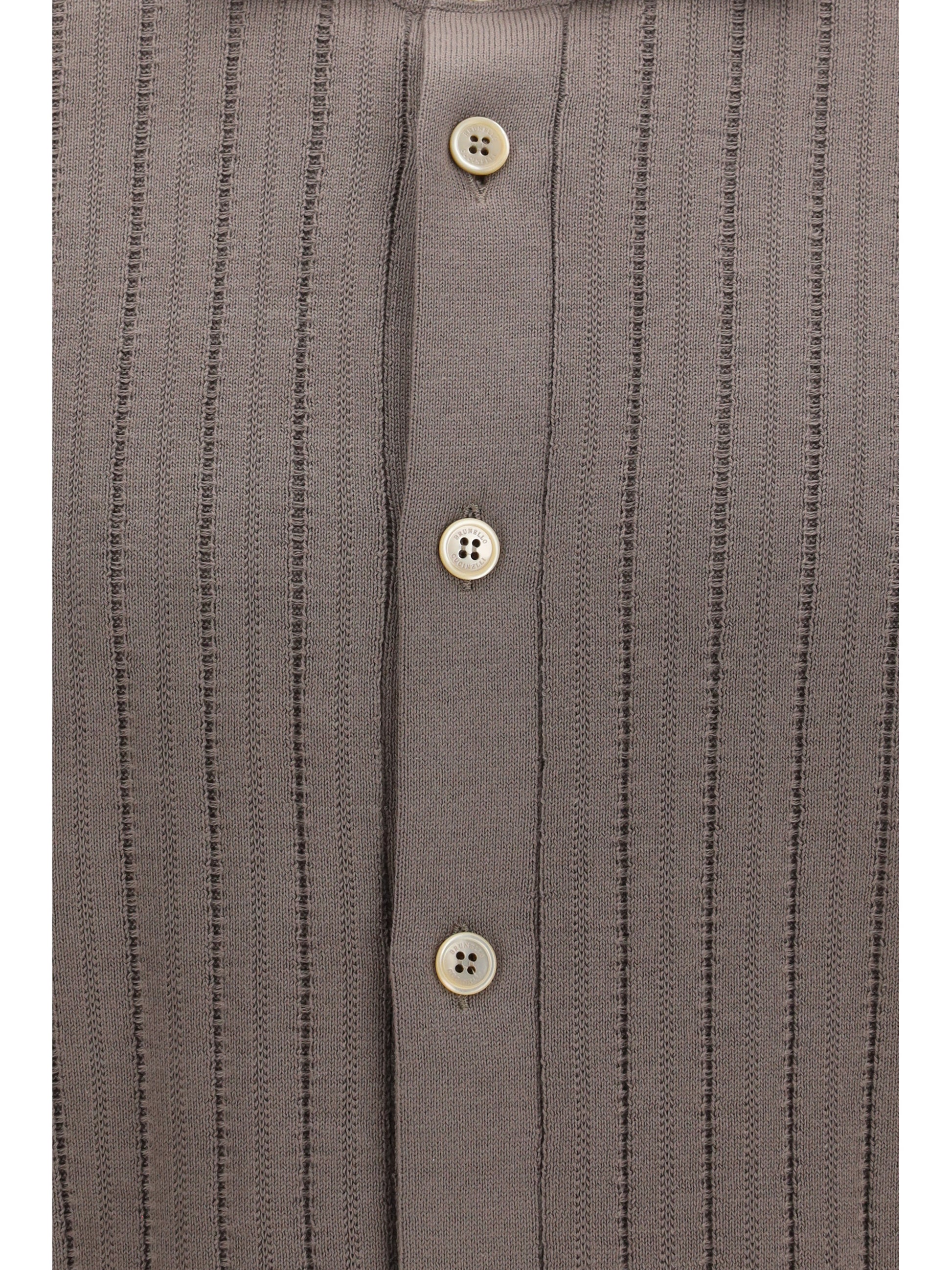 Brunello Cucinelli Men Cotton Ribbed Knit Shirt BRUNELLO CUCINELLI