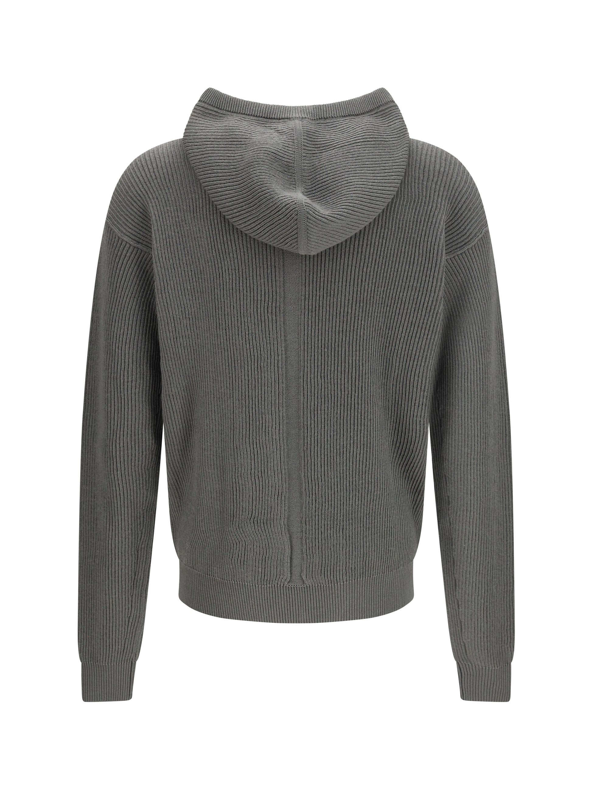 Rick Owens Men Ribbed Virgin Wool Knit Hoodie RICK OWENS
