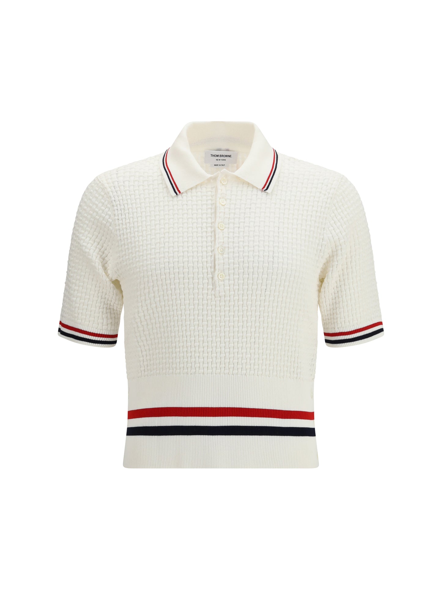 Thom Browne Men Woven Cotton Polo THOM BROWNE