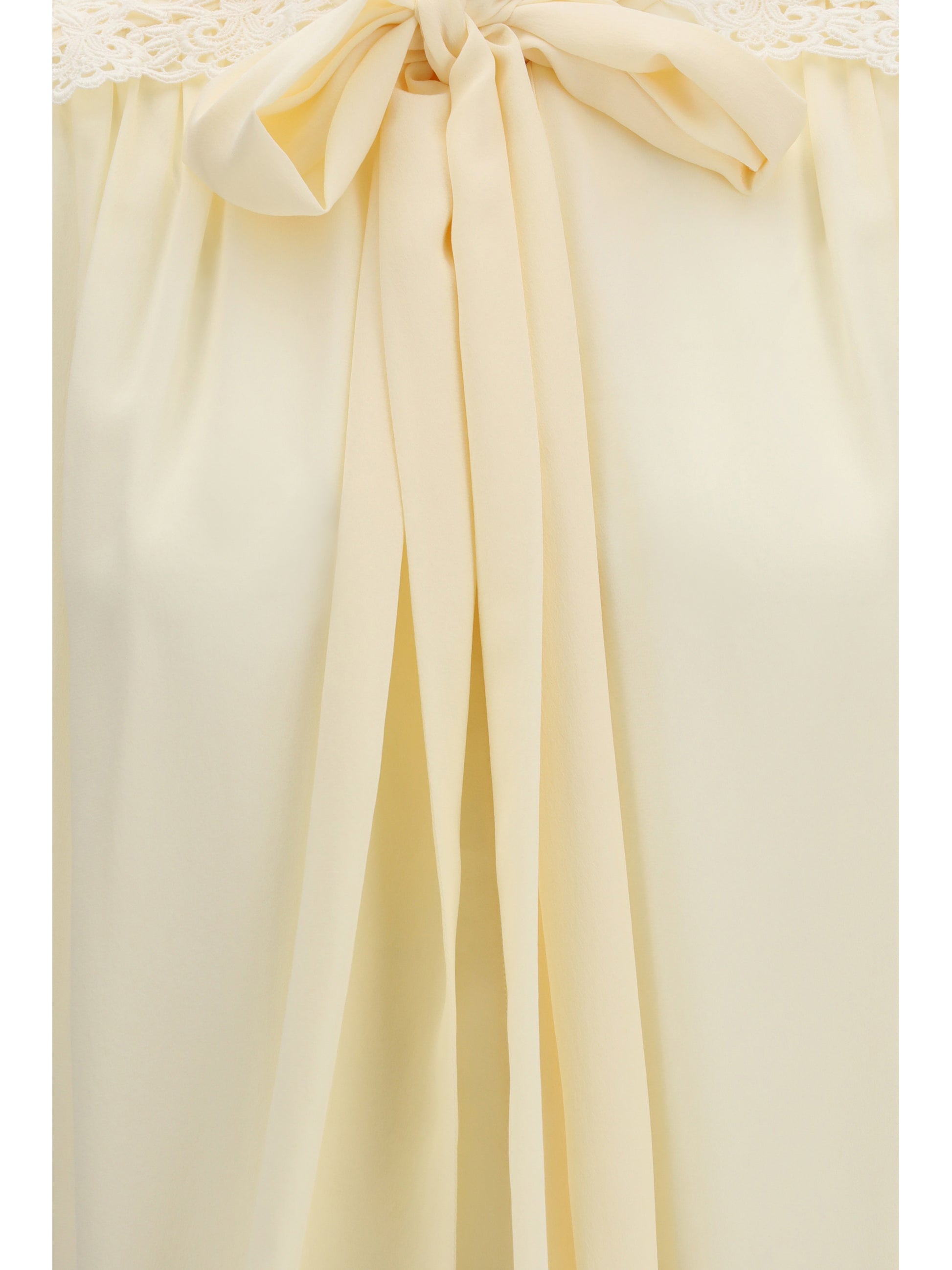 Chloé Women Bow Blouse With Embroidered Shoulders CHLOE
