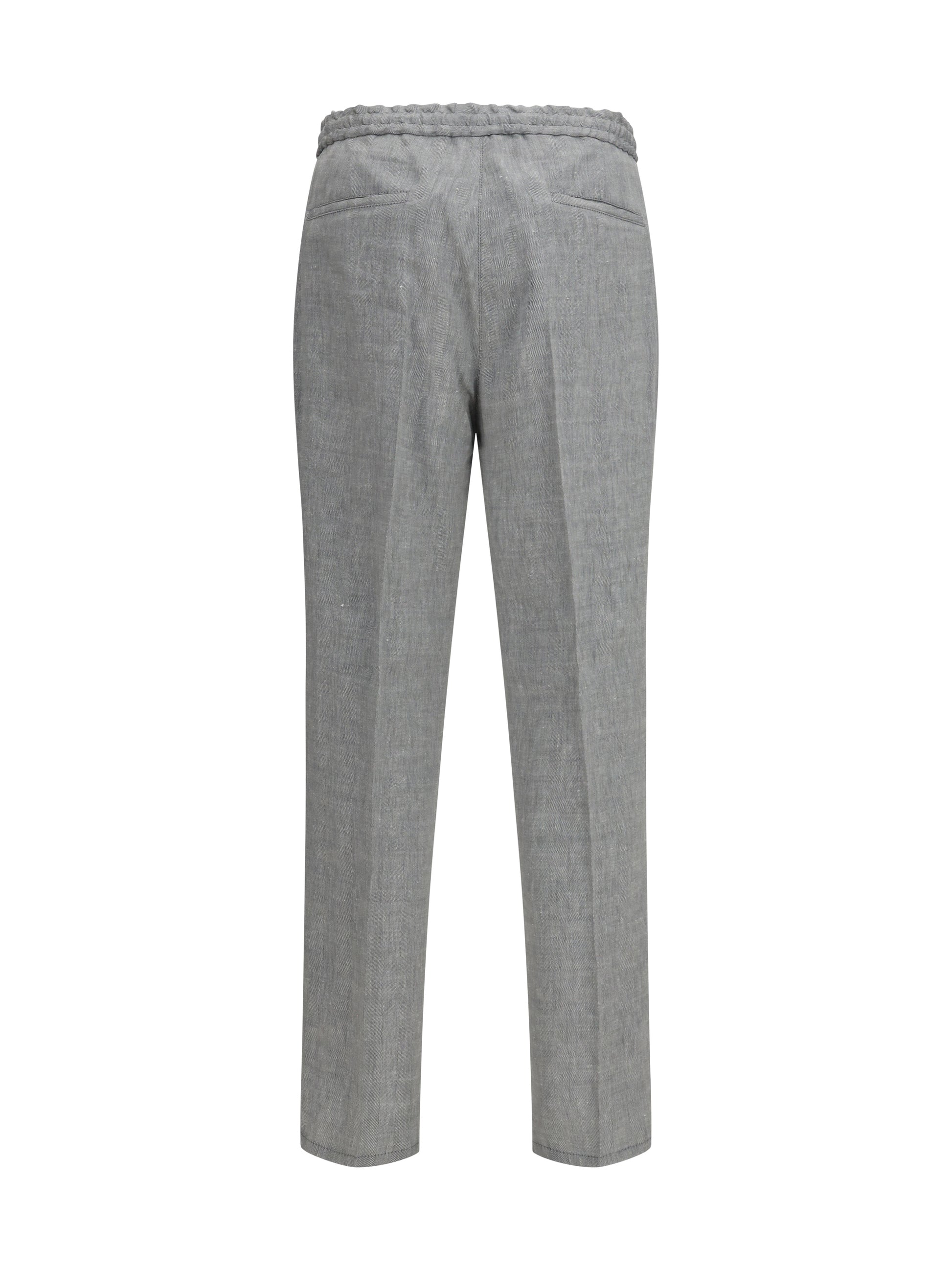 Brunello Cucinelli Men Herringbone Linen And Wool Pants BRUNELLO CUCINELLI