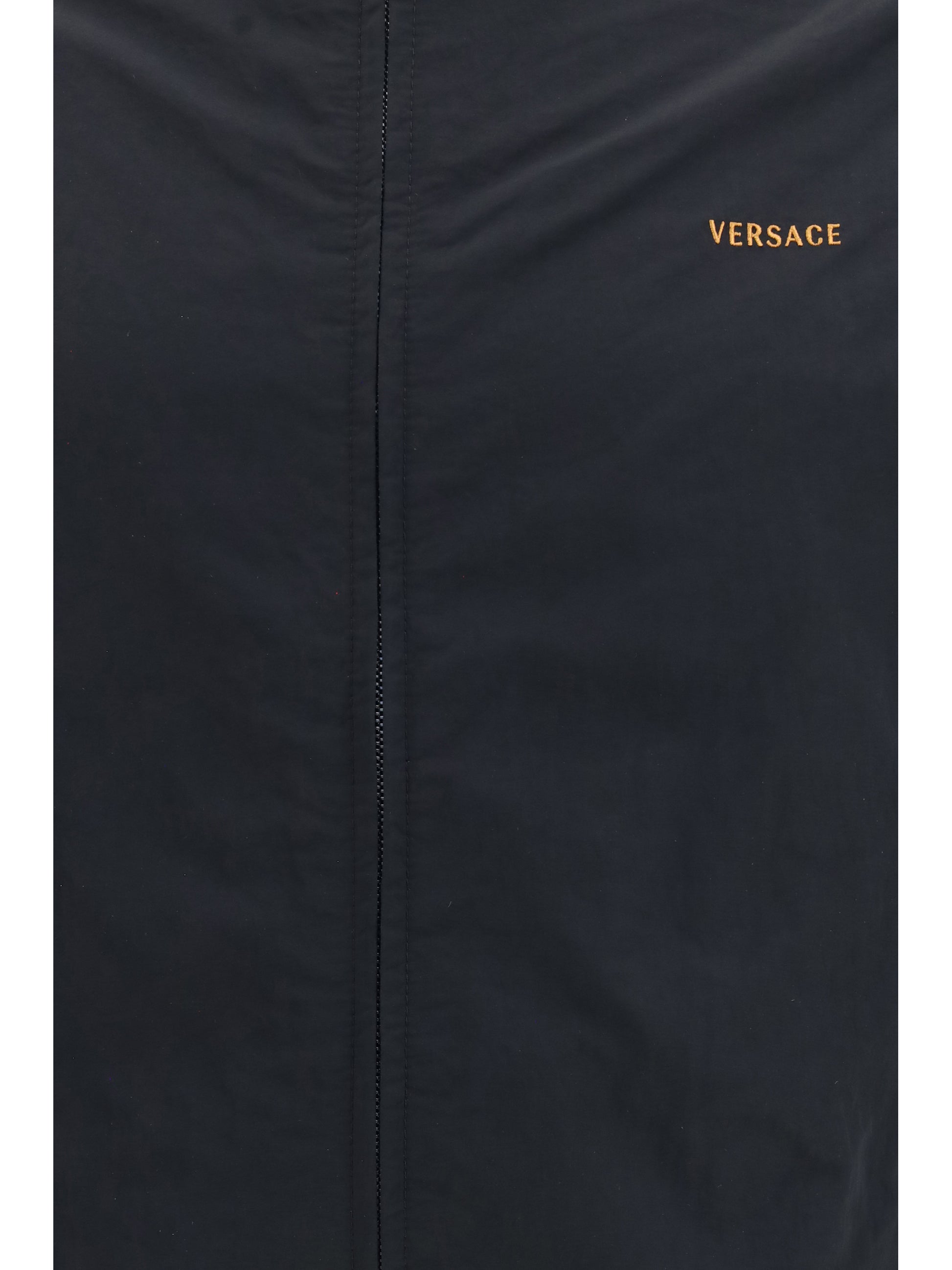 Versace Men Nylon Blouson Jacket With Embroidered Logo VERSACE