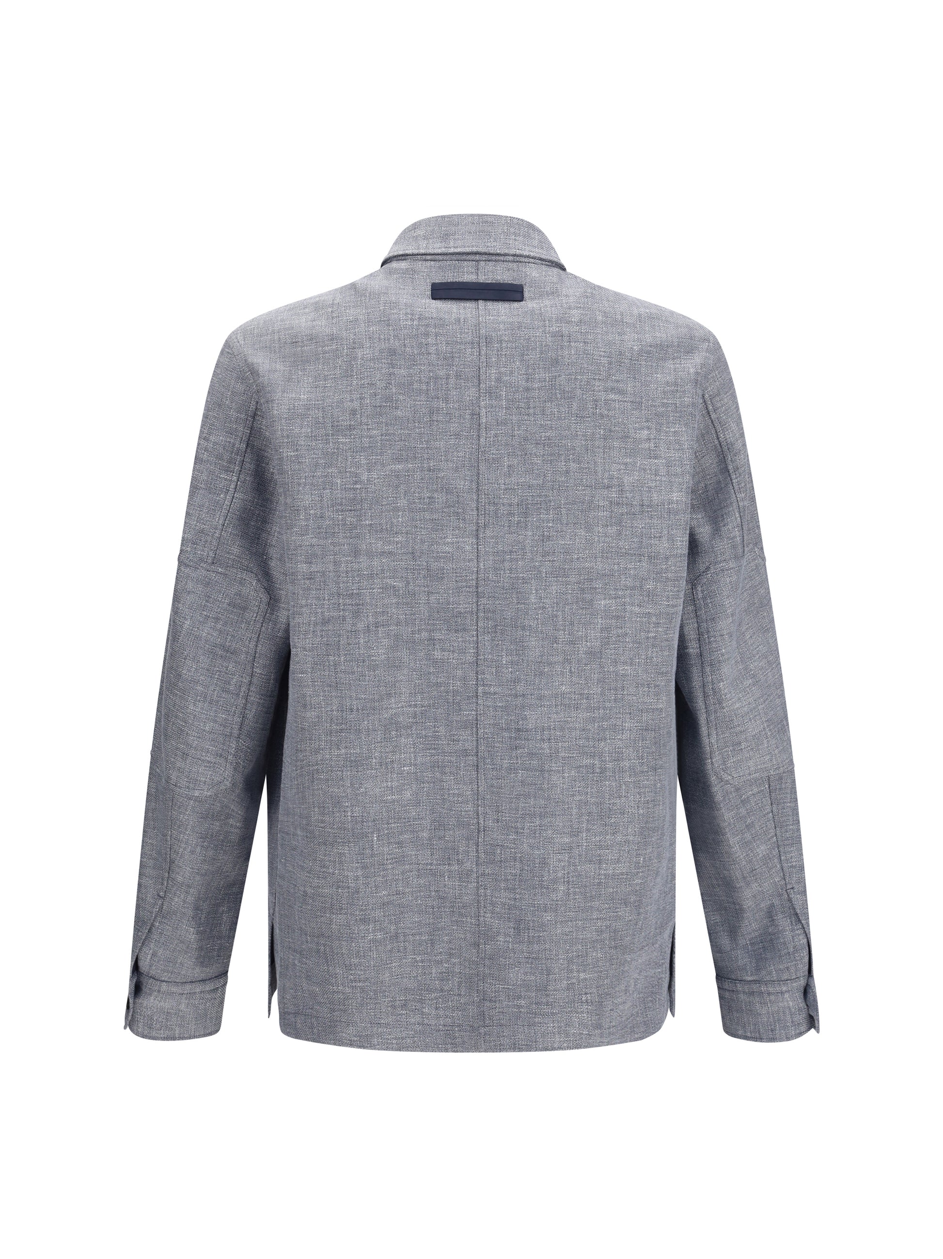 Zegna Men Crossover Shirt Jacket In Linen Wool And Silk ZEGNA
