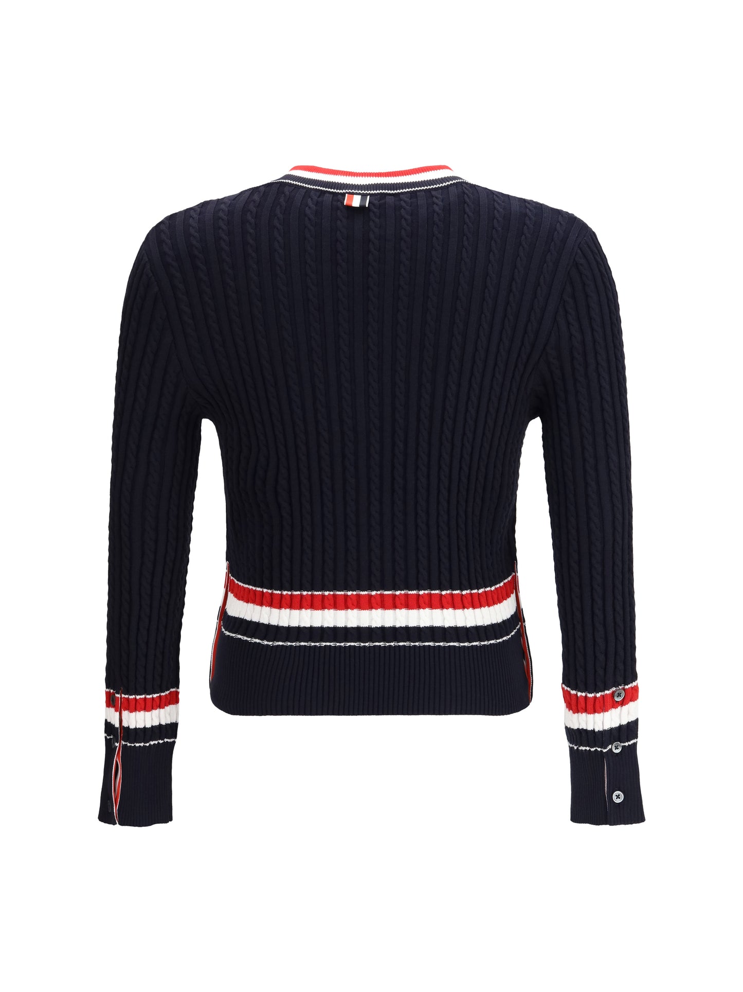 Thom Browne Men Intarsia Cable-Knit V-Neck Sweater THOM BROWNE