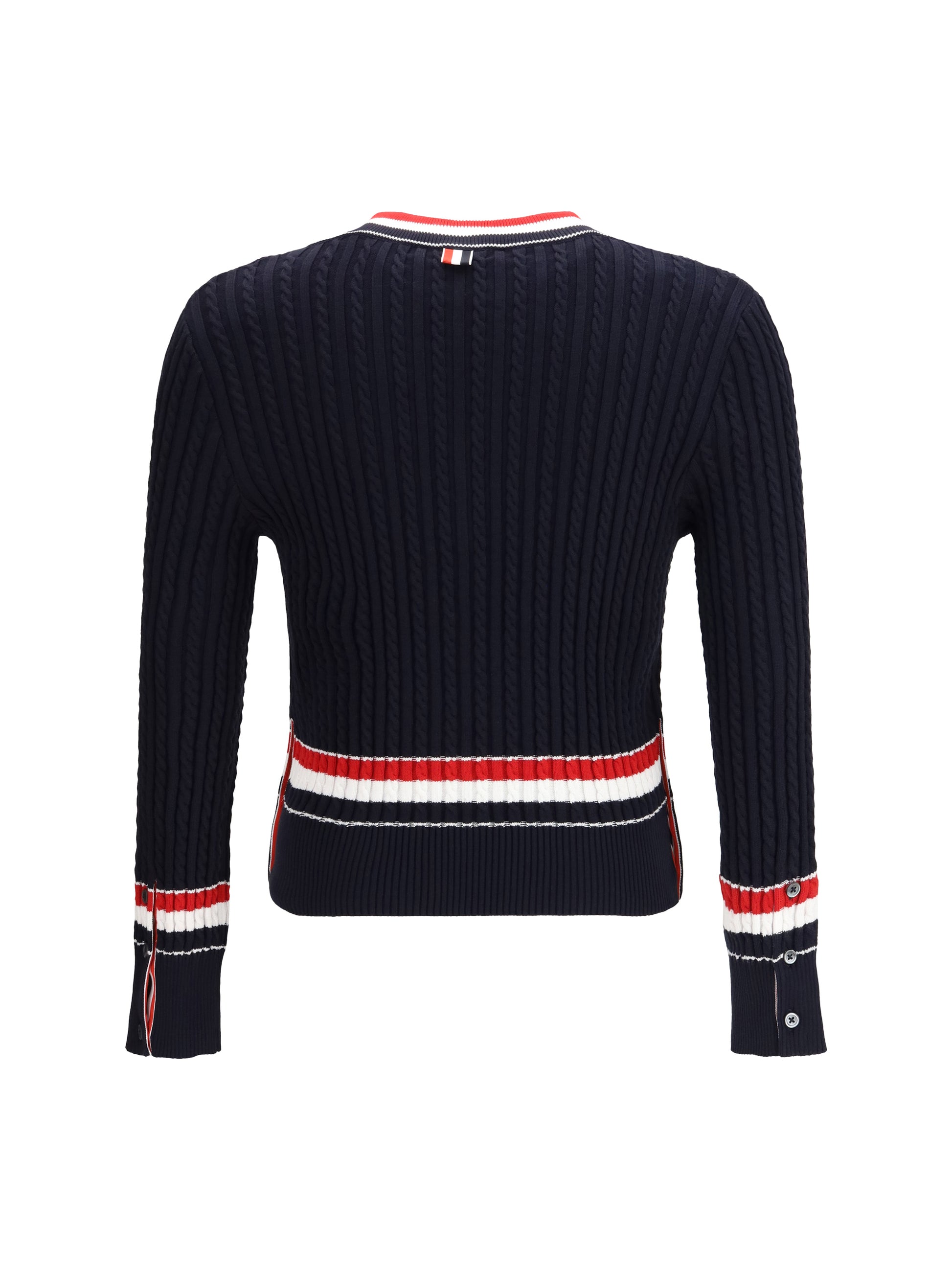 Thom Browne Men Intarsia Cable-Knit V-Neck Sweater THOM BROWNE