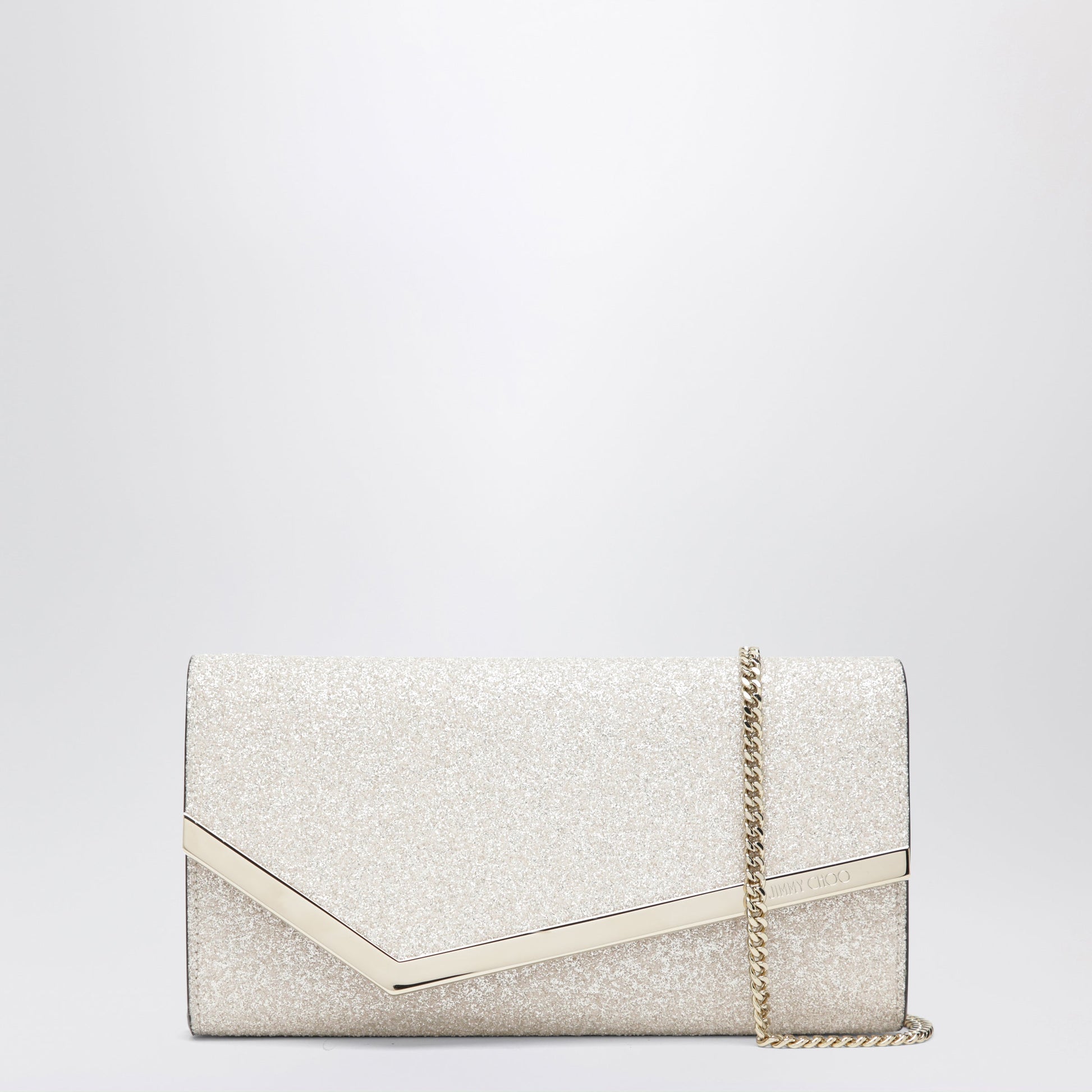 Jimmy Choo Emmie Pouch With Light Gold Micro-Glitter Women JIMMY CHOO