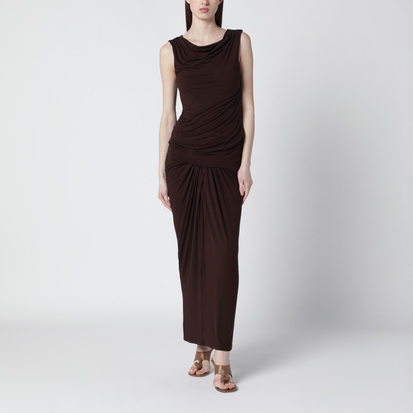 Entire Studios Tobacco-Colored Dress With Draping Women Entire Studios