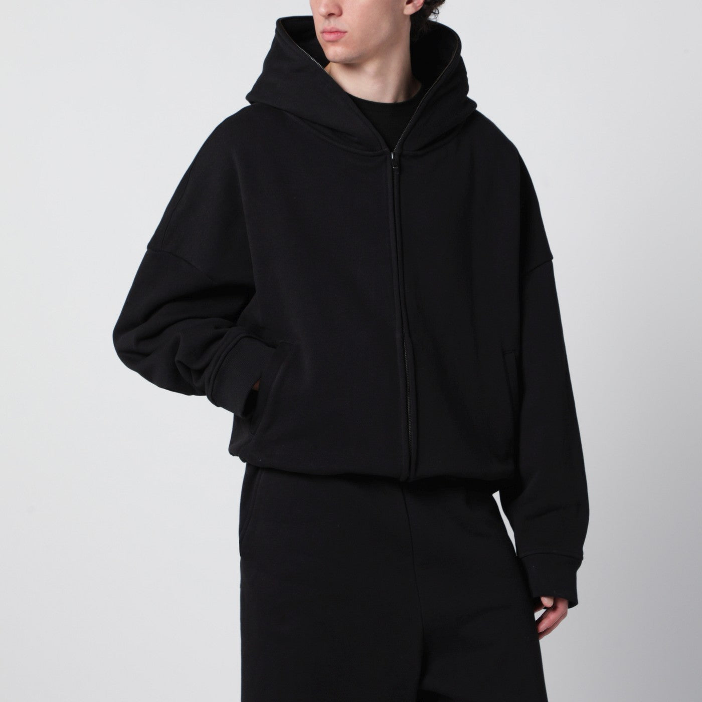 Entire Studios Black Cotton Zip-Up Hoodie Men Entire Studios