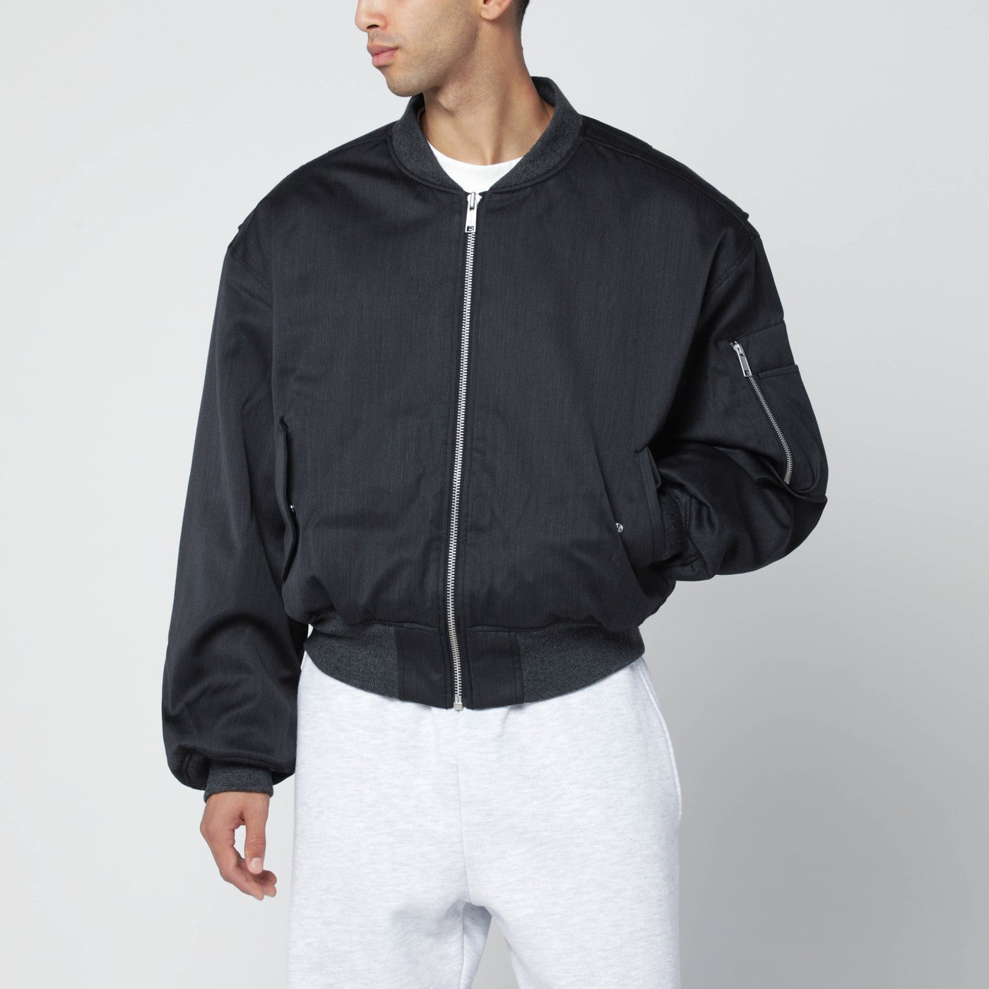 Entire Studios Grey Wool-Blend Bomber Jacket With Zip Men Entire Studios