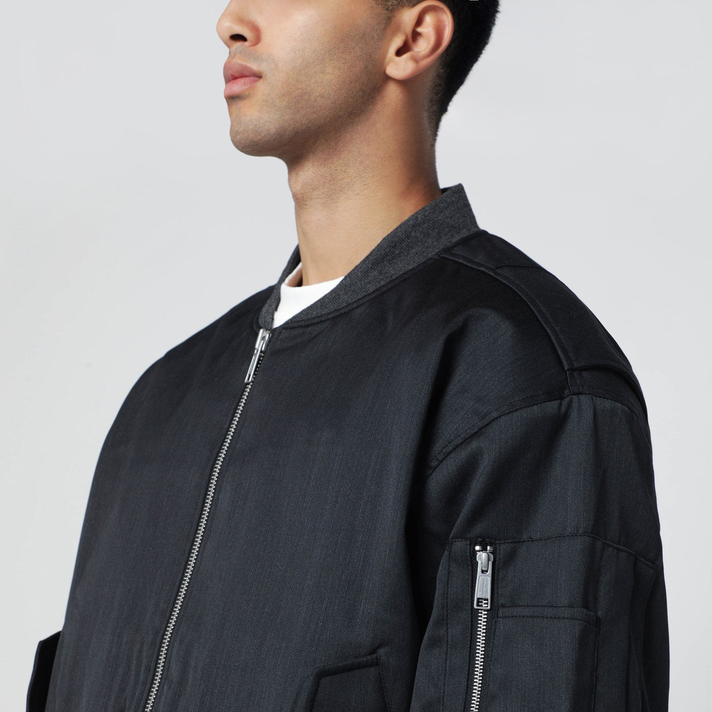 Entire Studios Grey Wool-Blend Bomber Jacket With Zip Men Entire Studios