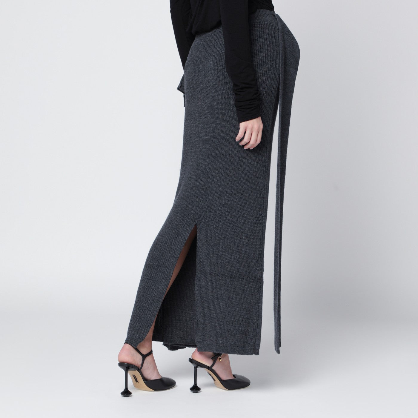 Entire Studios Long Grey Wool Skirt Women Entire Studios