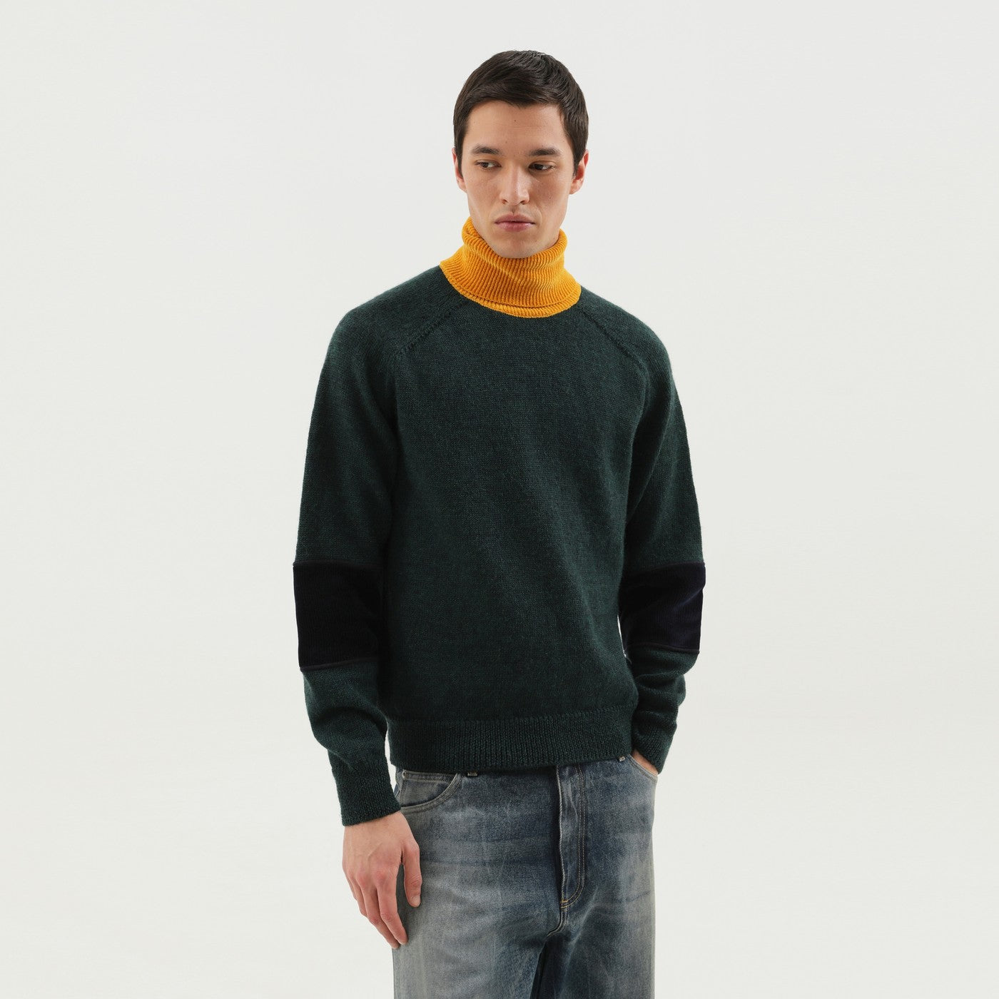 1989 Studio Green And Yellow Turtleneck Sweater Men 1989 STUDIO