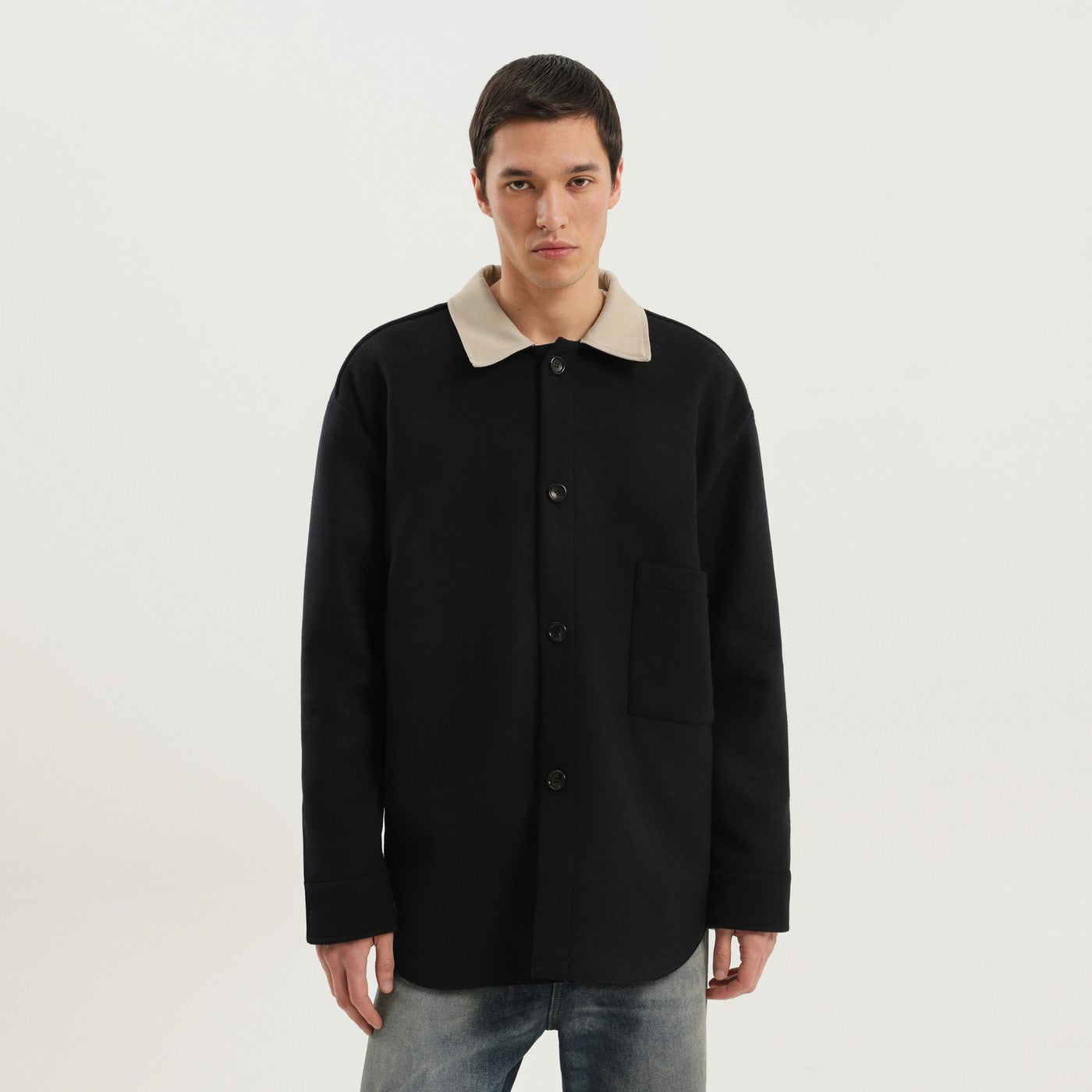 1989 Studio Shirt-Jacket In Blue Wool Men 1989 STUDIO
