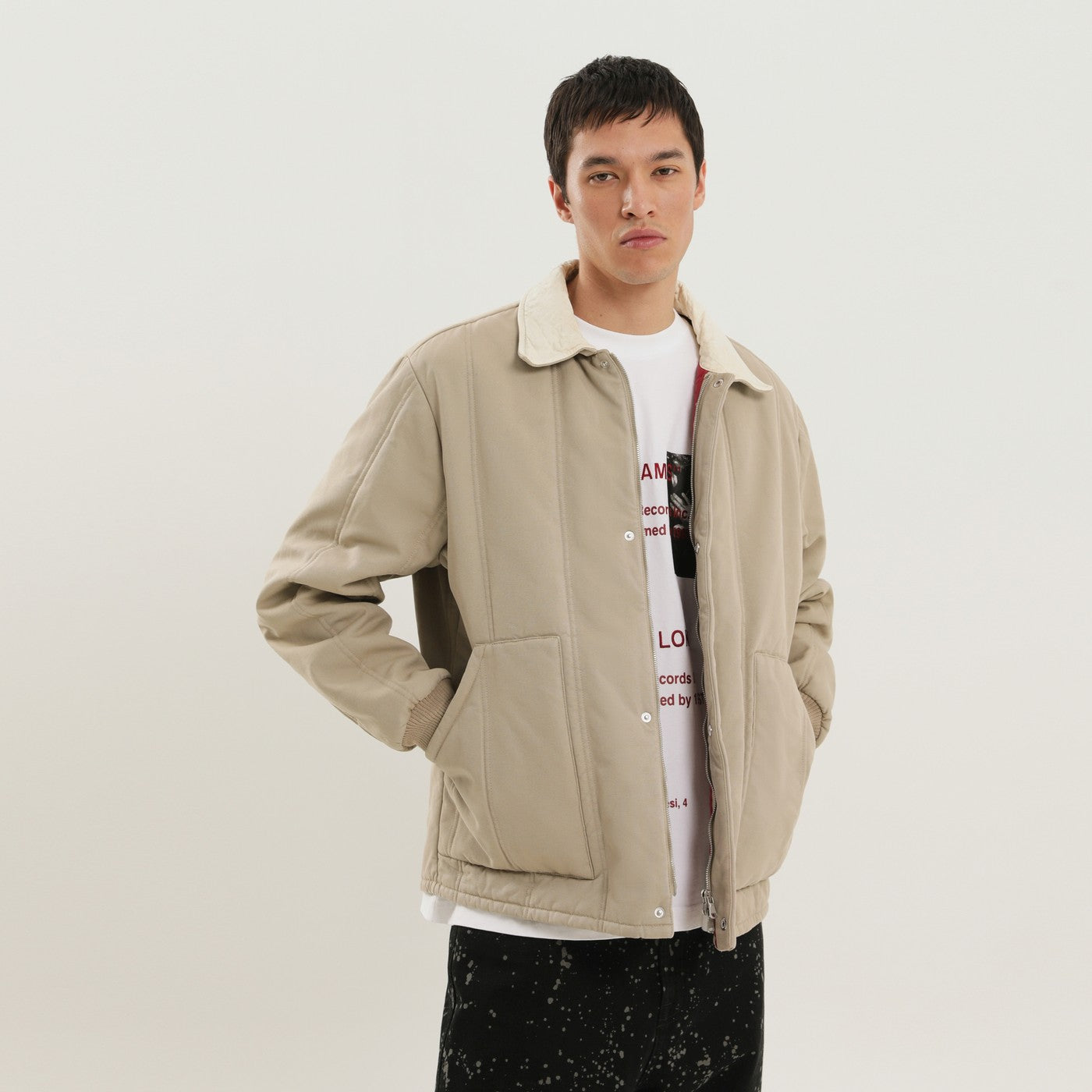 1989 Studio Beige Padded Canvas Jacket Men 1989 STUDIO