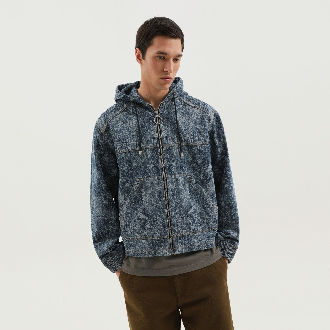 1989 Studio Denim Marbled Zip Hoodie Men 1989 STUDIO