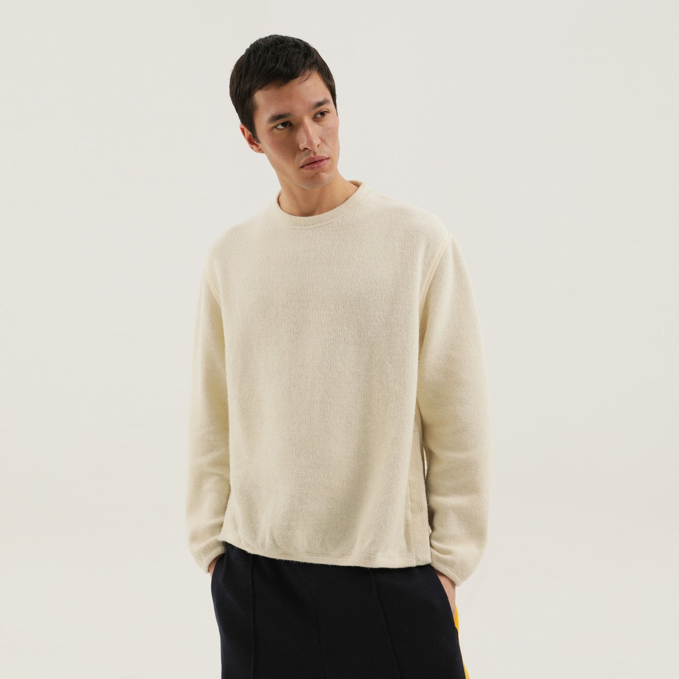 1989 Studio White Ribbed Sweater With Slits Men 1989 STUDIO