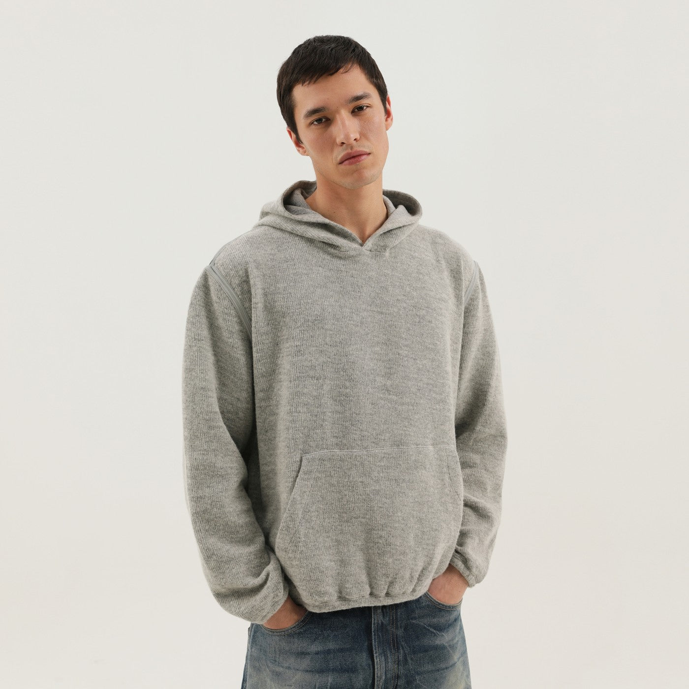 1989 Studio Gray Knitted Hoodie Men 1989 STUDIO