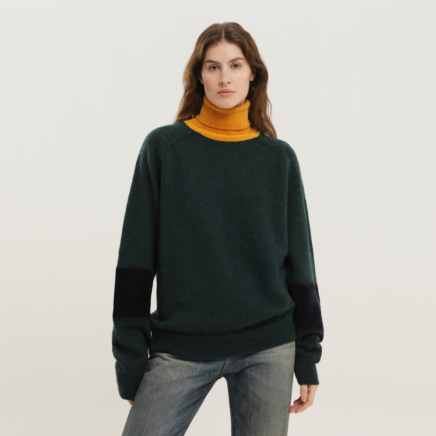 1989 Studio Green And Yellow Turtleneck Sweater Women 1989 STUDIO