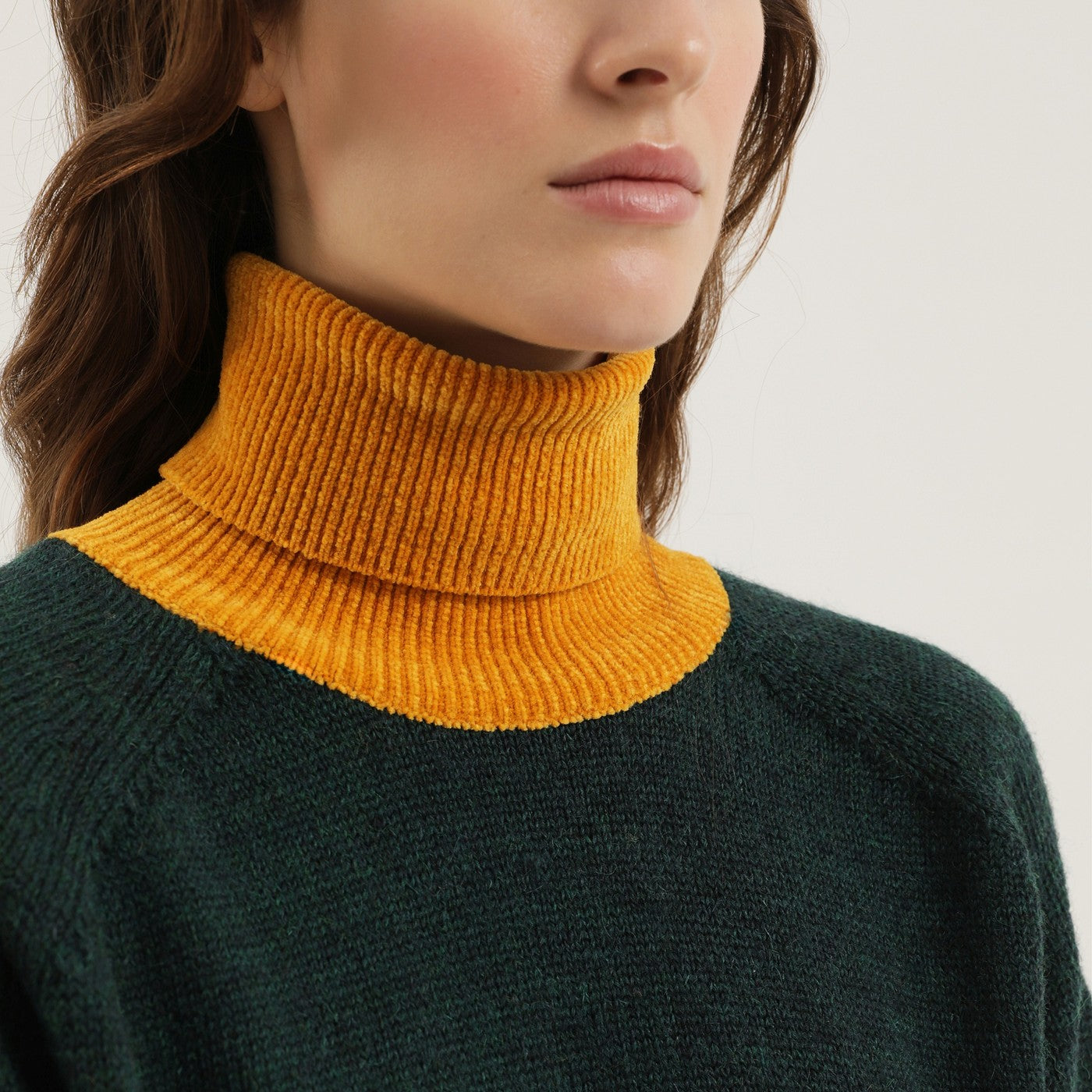 1989 Studio Green And Yellow Turtleneck Sweater Women 1989 STUDIO