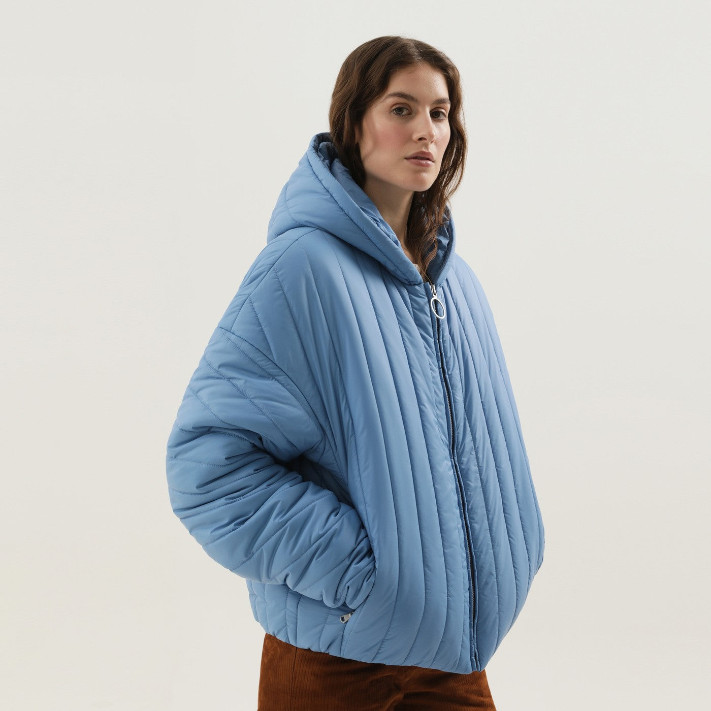 1989 Studio Light Blue Quilted Down Jacket Women 1989 STUDIO