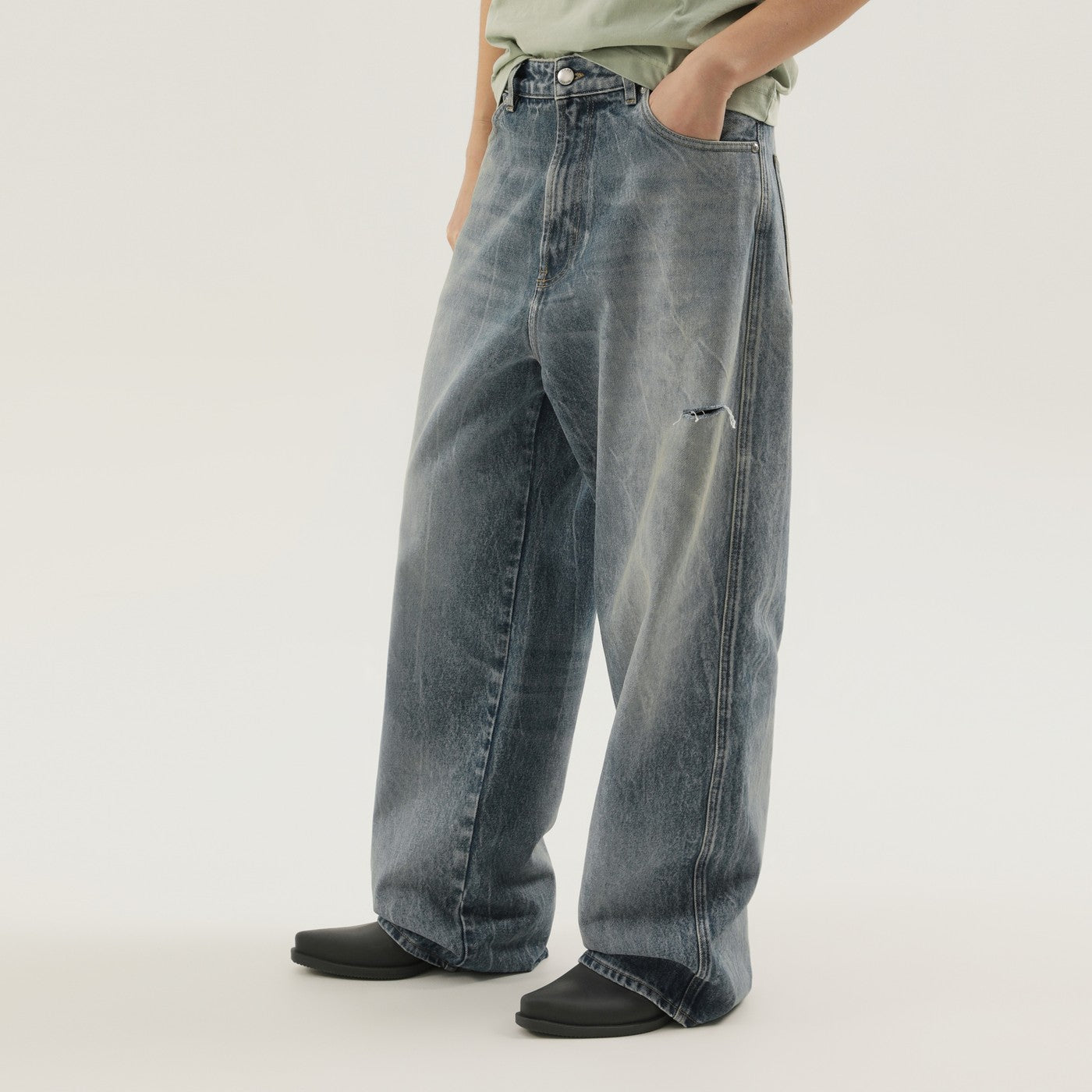 1989 Studio Rhodesian Pants In Stone Blue Denim Women 1989 STUDIO