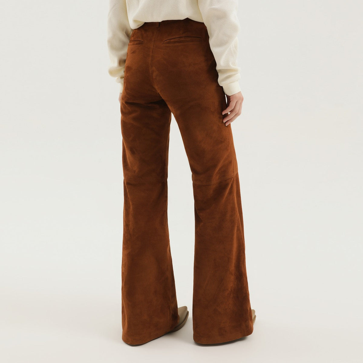 1989 Studio Corduroy Flared Leather Pants Women 1989 STUDIO