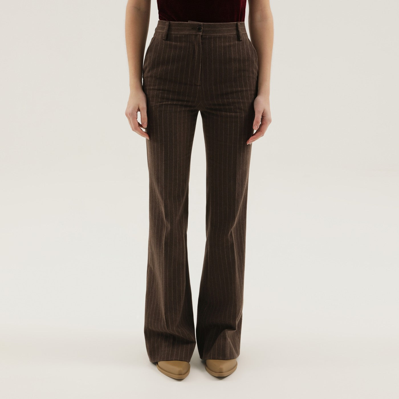 1989 Studio Brown Striped Flared Pants Women 1989 STUDIO
