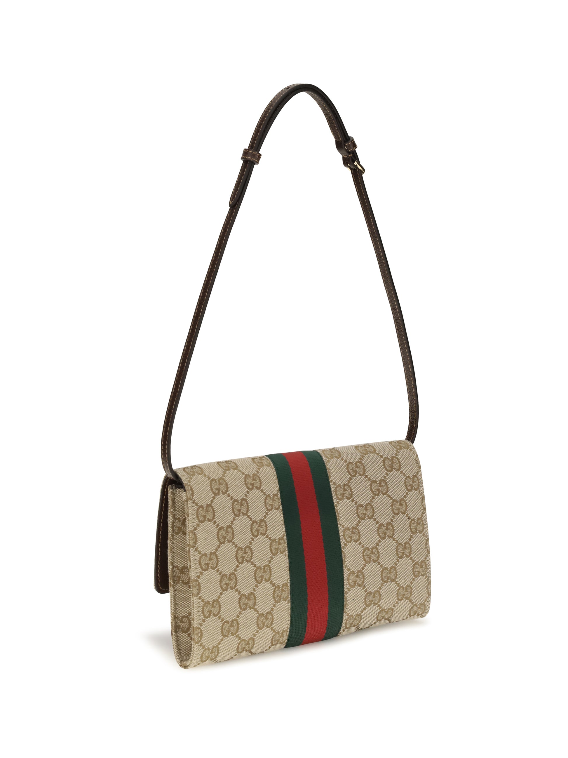 Gucci Women Horsebit Web Wallet With Shoulder Strap GUCCI