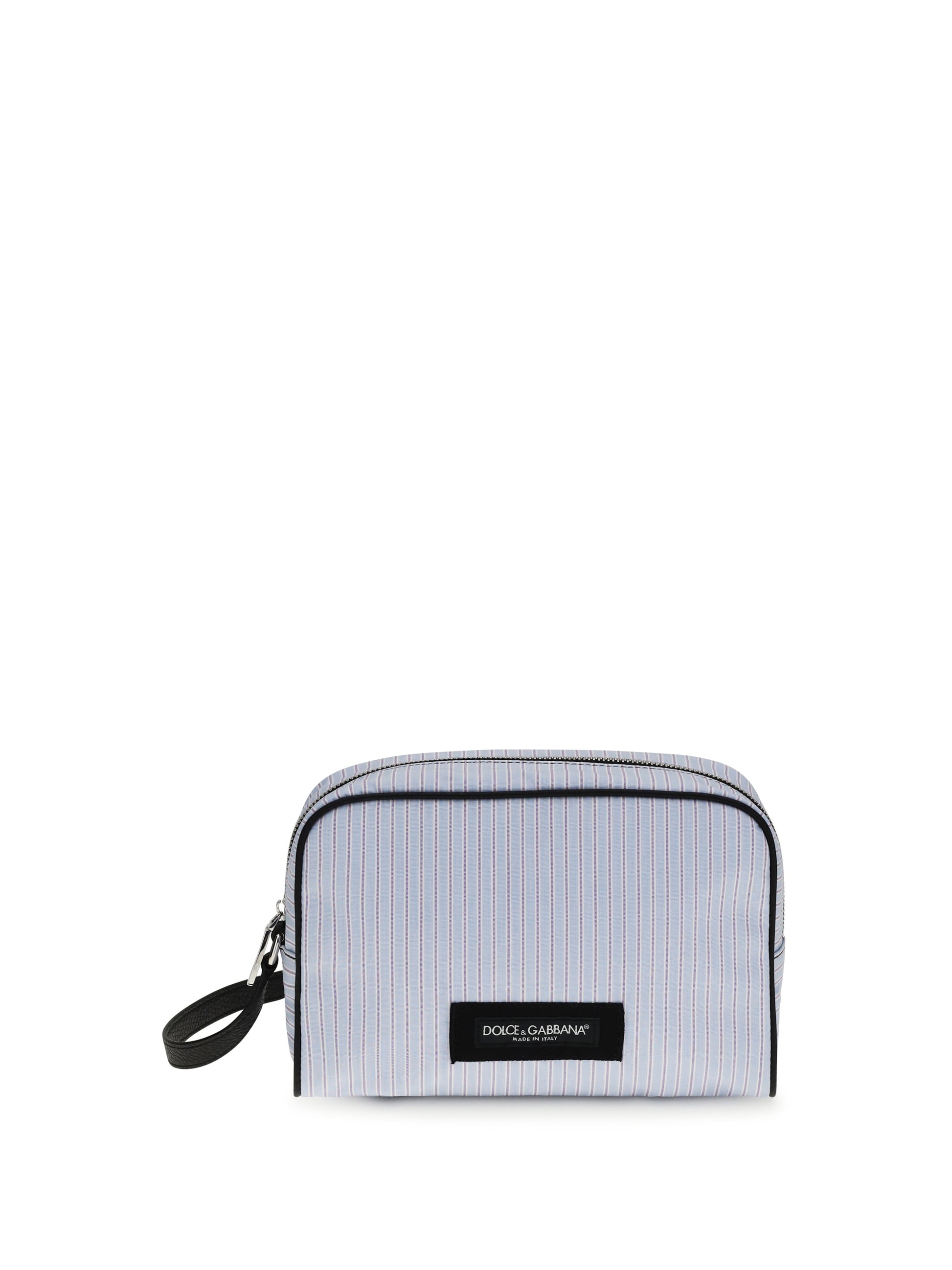 Dolce & Gabbana Men Striped Poplin And Leather Handbag DOLCE & GABBANA
