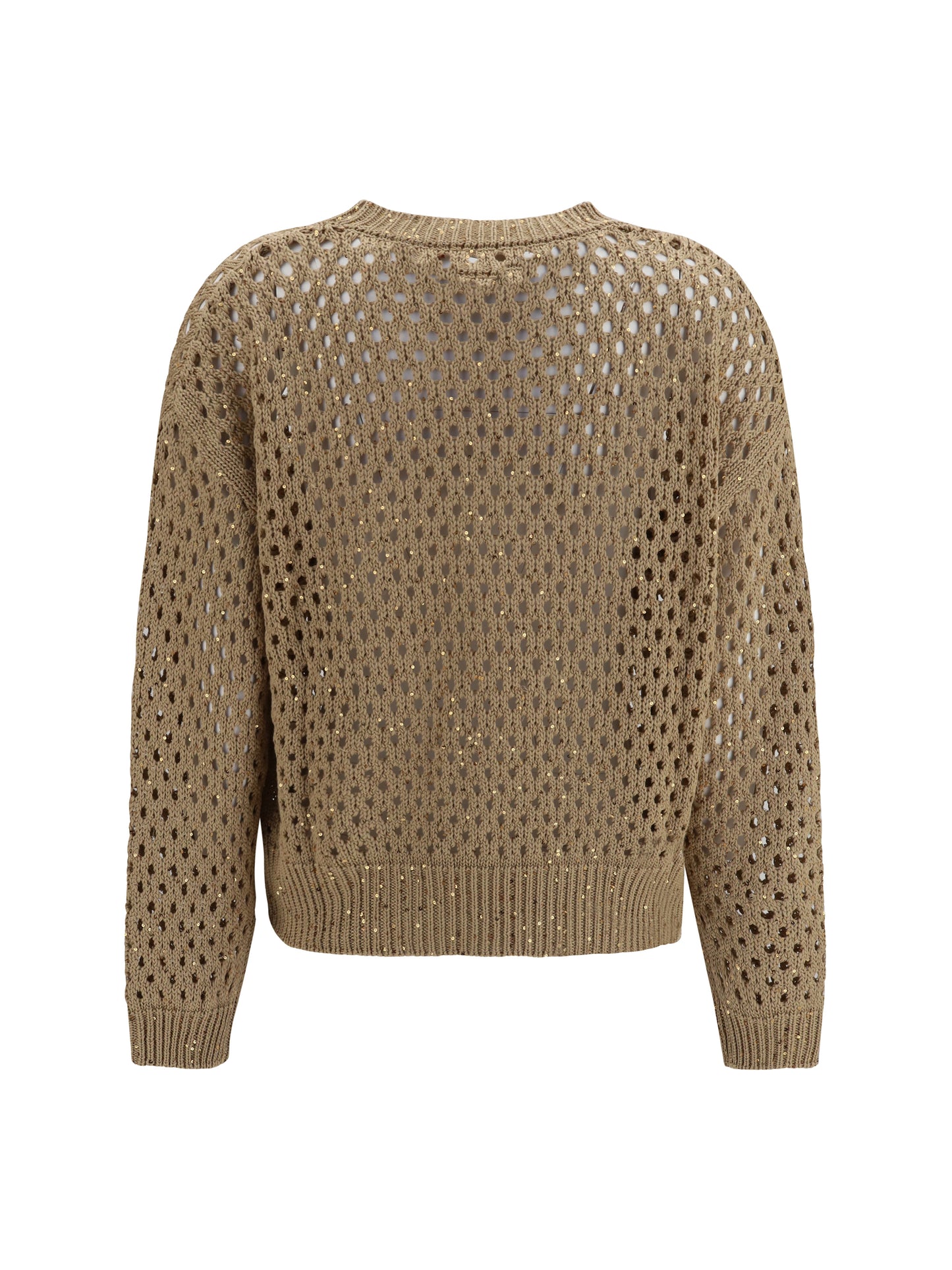 Max Mara Studio Women Open Knit Cotton Sweater With Sequins MAX MARA STUDIO