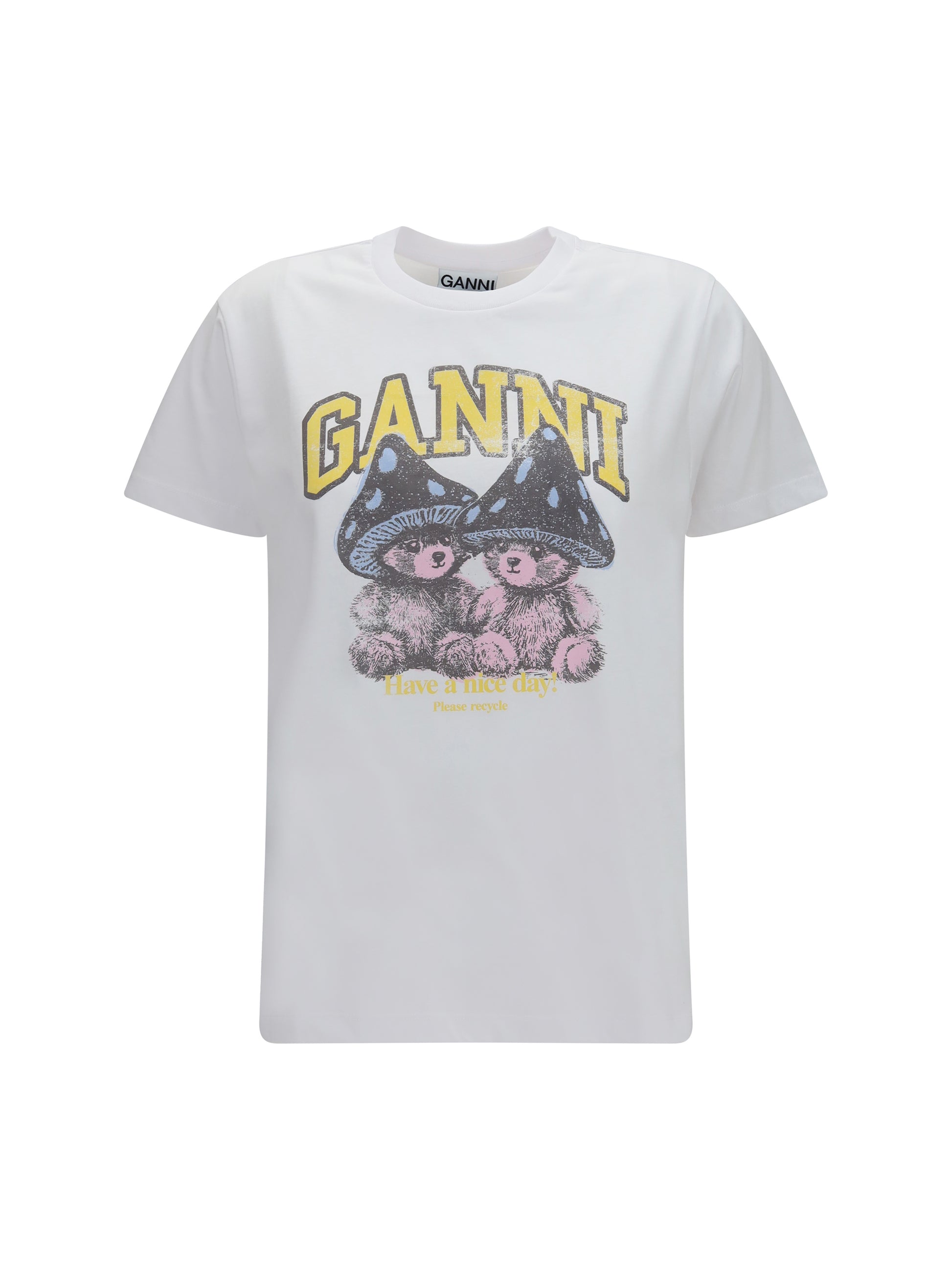 Ganni Women Teddy Mushroom Cotton T-Shirt GANNI
