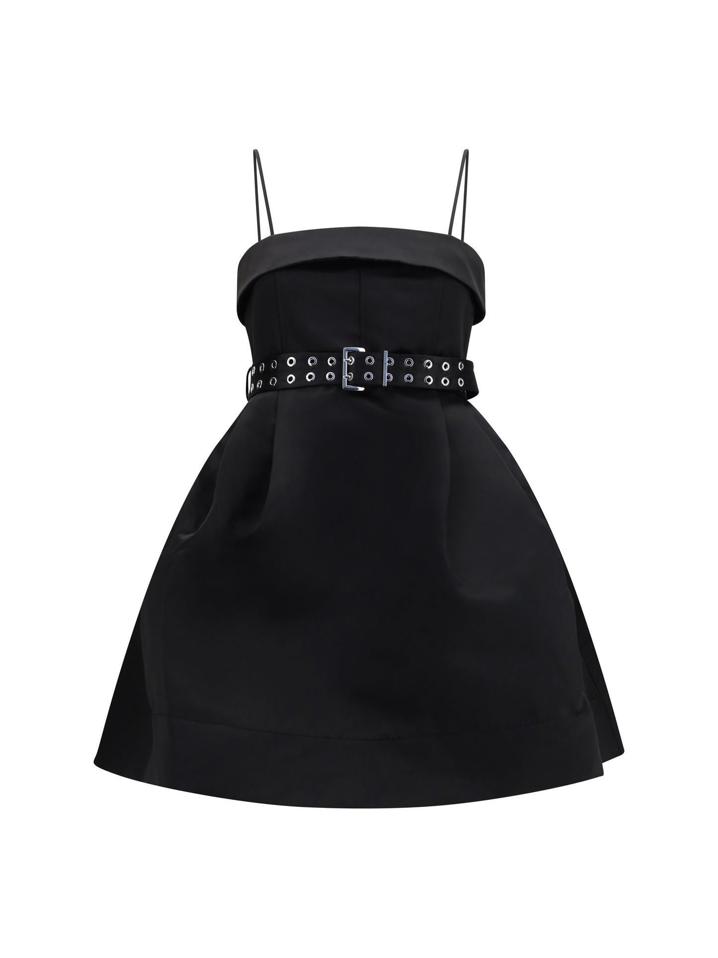 Ganni Women Short Satin Dress With A Full Skirt GANNI