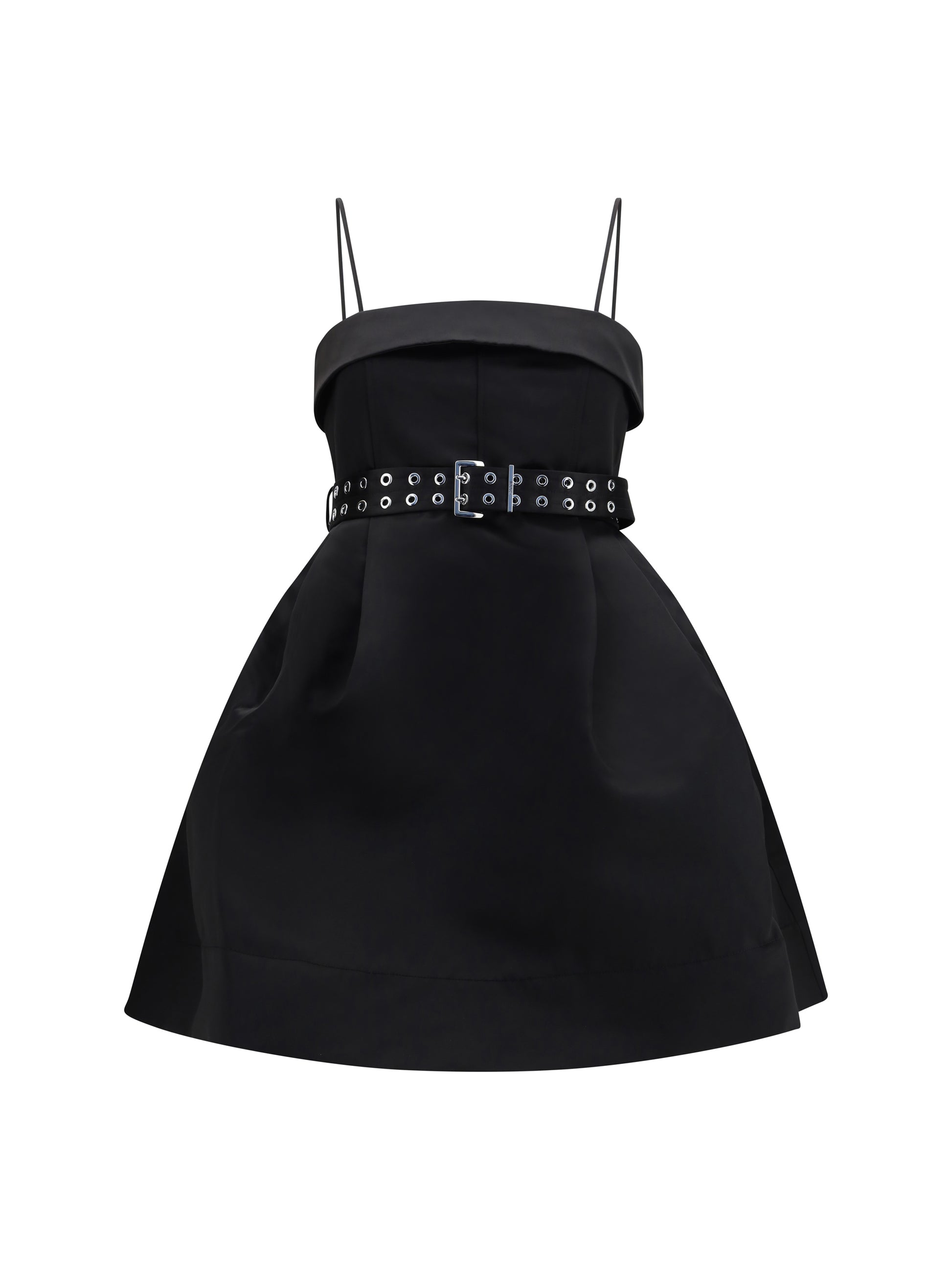 Ganni Women Short Satin Dress With A Full Skirt GANNI