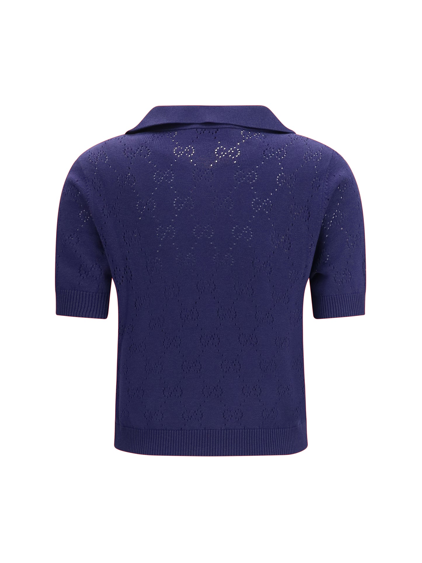 Gucci Women Gg Pointelle Cotton Silk Polo Shirt GUCCI