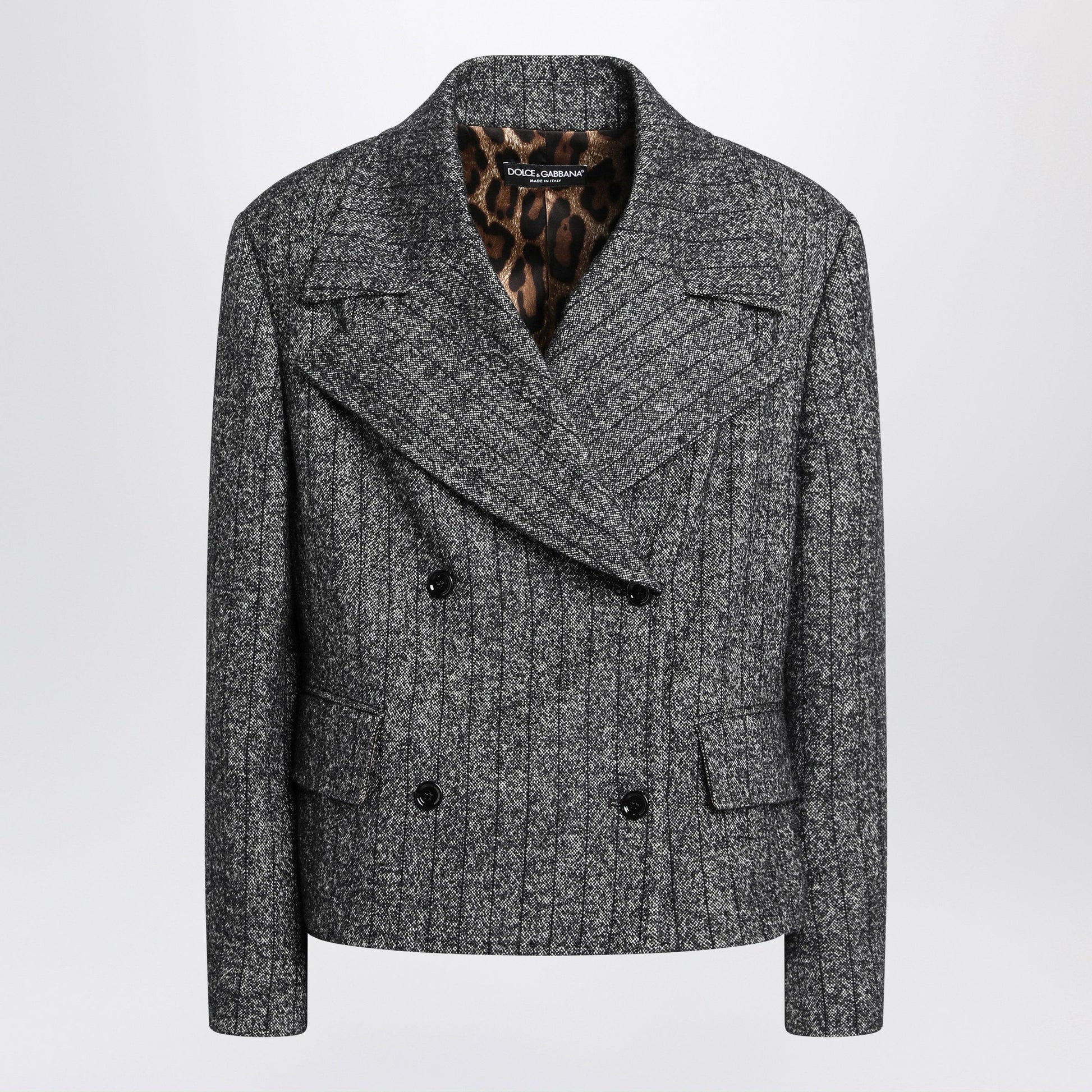 Dolce&Gabbana Dark Grey Short Oversized Striped Jacket Women DOLCE & GABBANA
