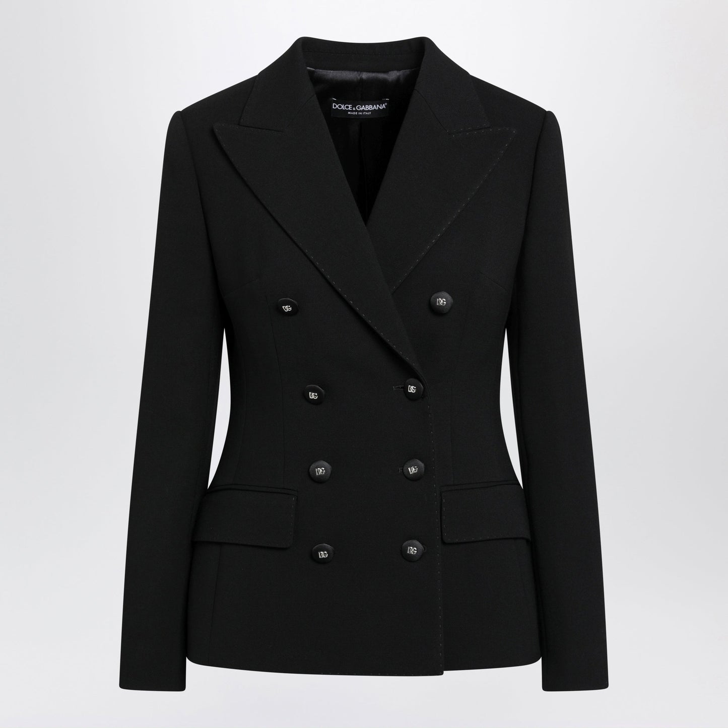 Dolce&Gabbana Black Double-Breasted Jacket In Wool Women DOLCE & GABBANA