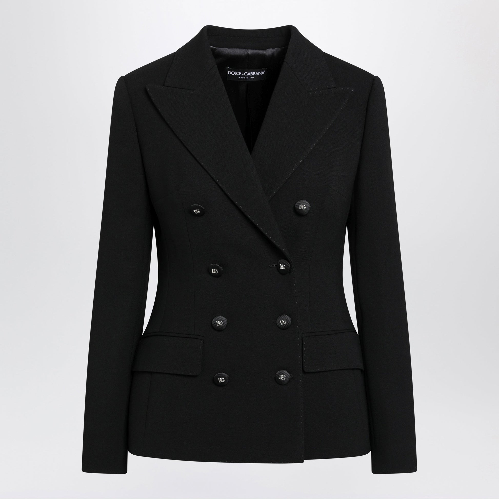 Dolce&Gabbana Black Double-Breasted Jacket In Wool Women DOLCE & GABBANA