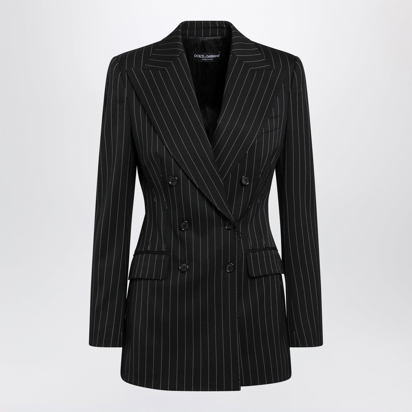 Dolce&Gabbana Double-Breasted Black Pinstripe Blazer In Virgin Wool Women DOLCE & GABBANA