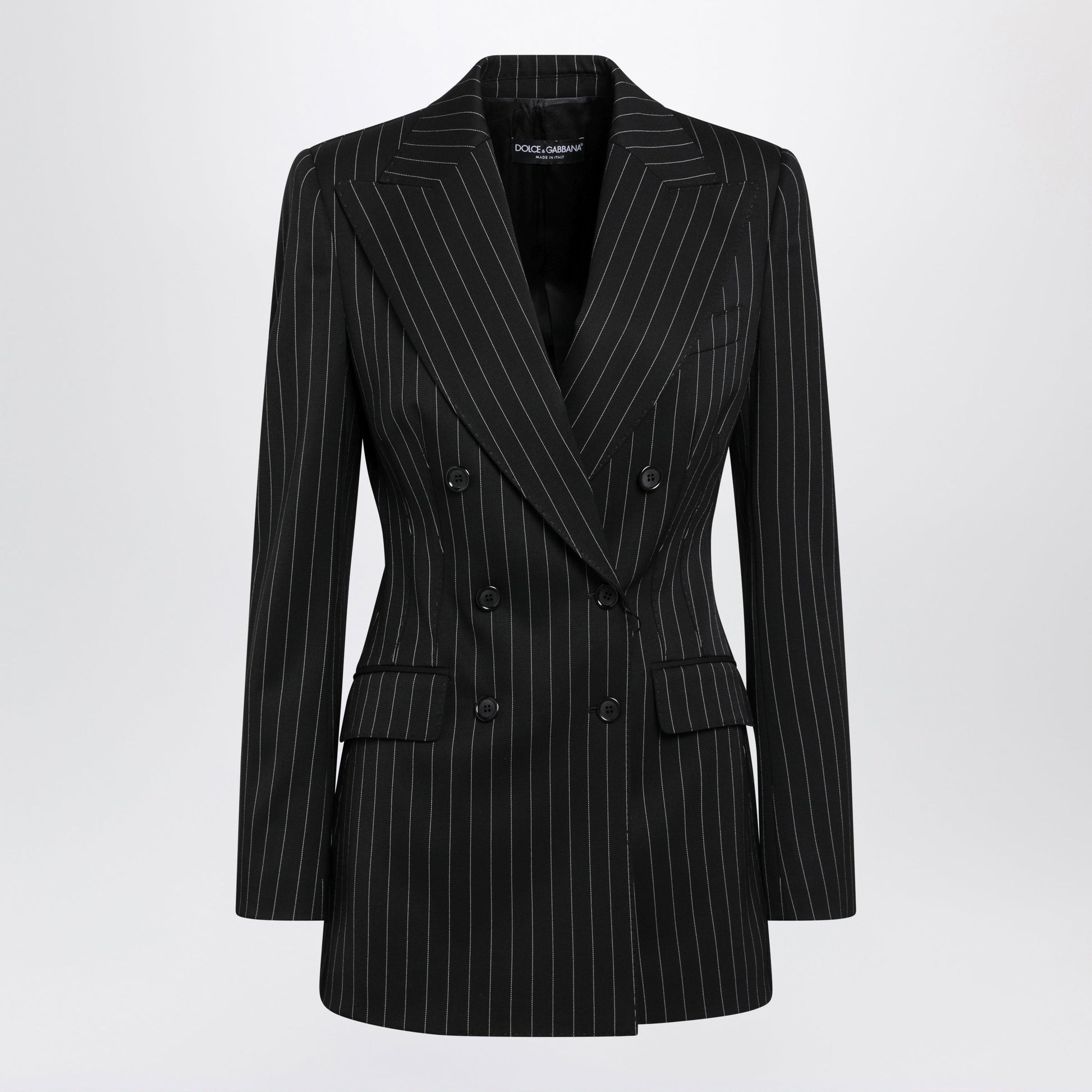 Dolce&Gabbana Double-Breasted Black Pinstripe Blazer In Virgin Wool Women DOLCE & GABBANA
