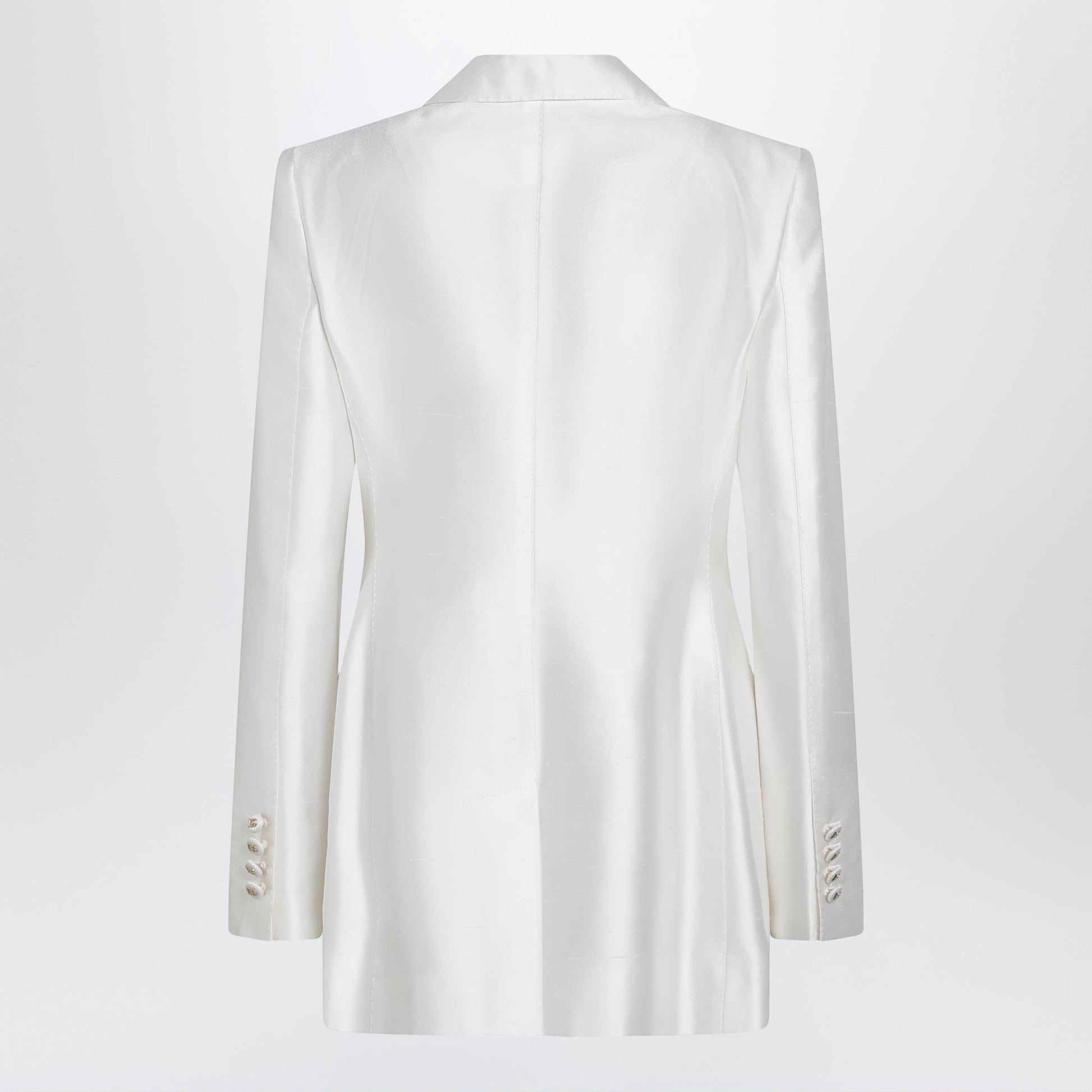 Dolce&Gabbana Double-Breasted Silk Jacket In Natural White Women DOLCE & GABBANA