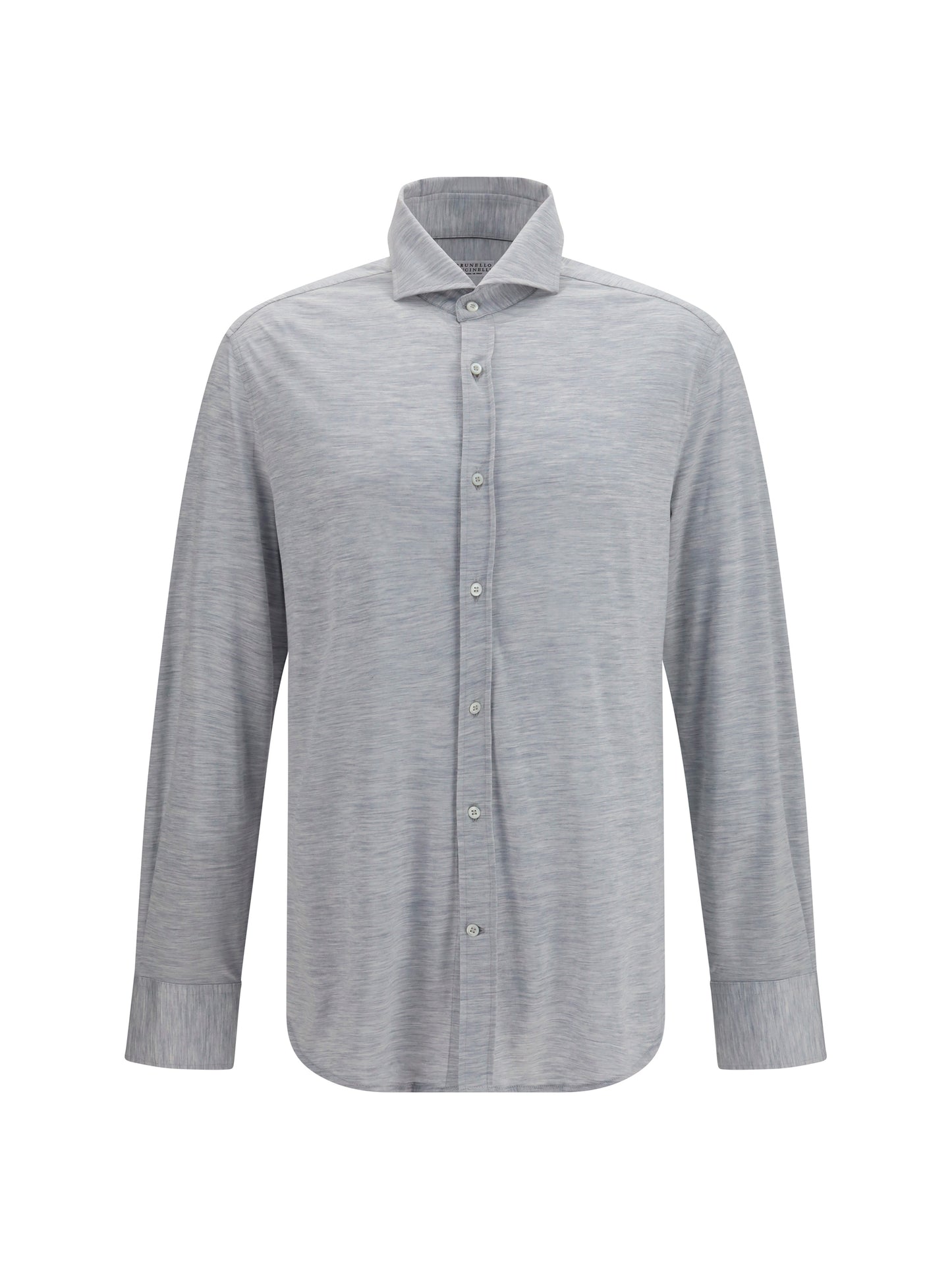 Brunello Cucinelli Men Silk And Cotton Jersey Shirt With Spread Collar BRUNELLO CUCINELLI