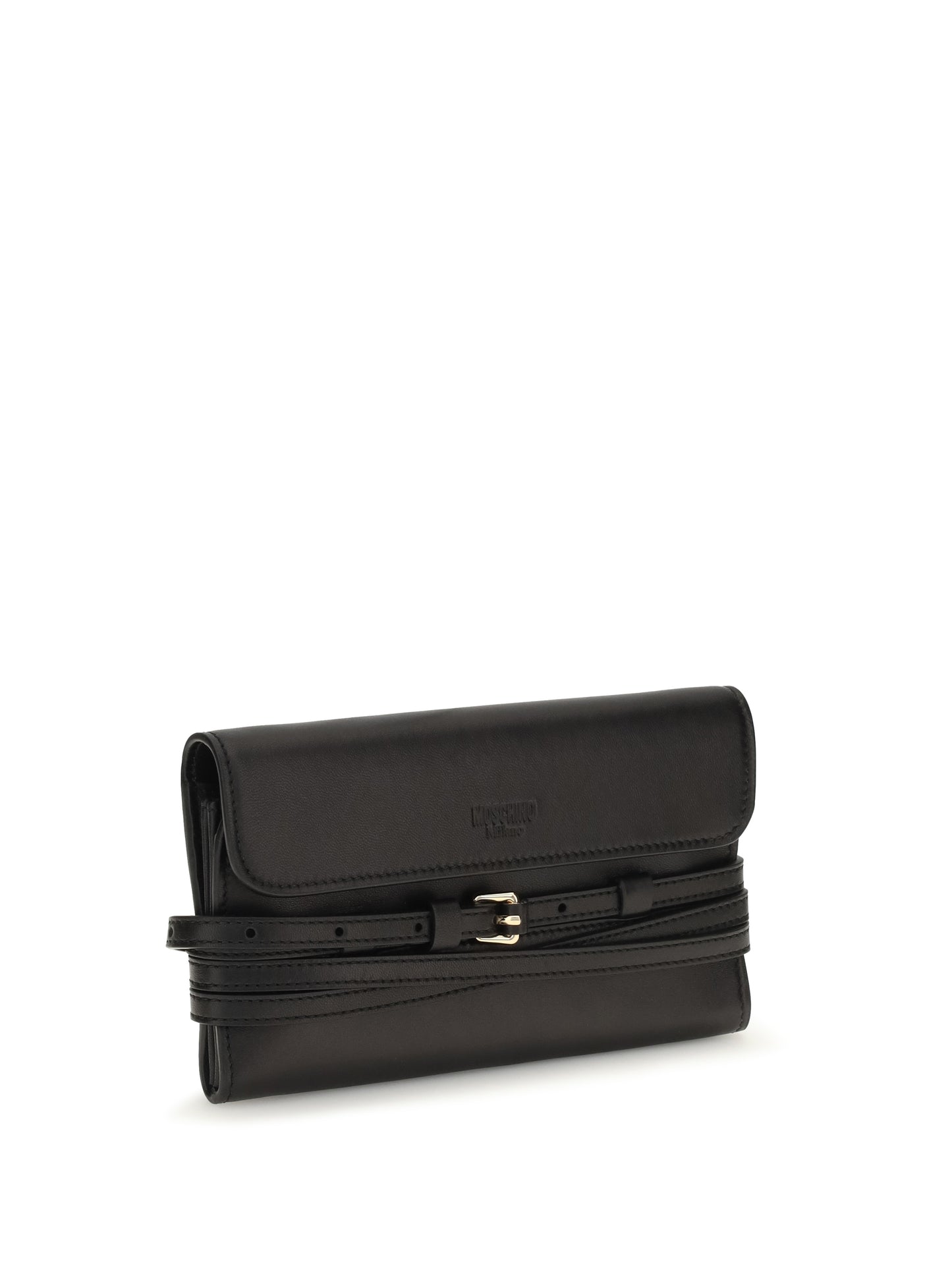Moschino Women Leather Wallet With Buckle Detail MOSCHINO