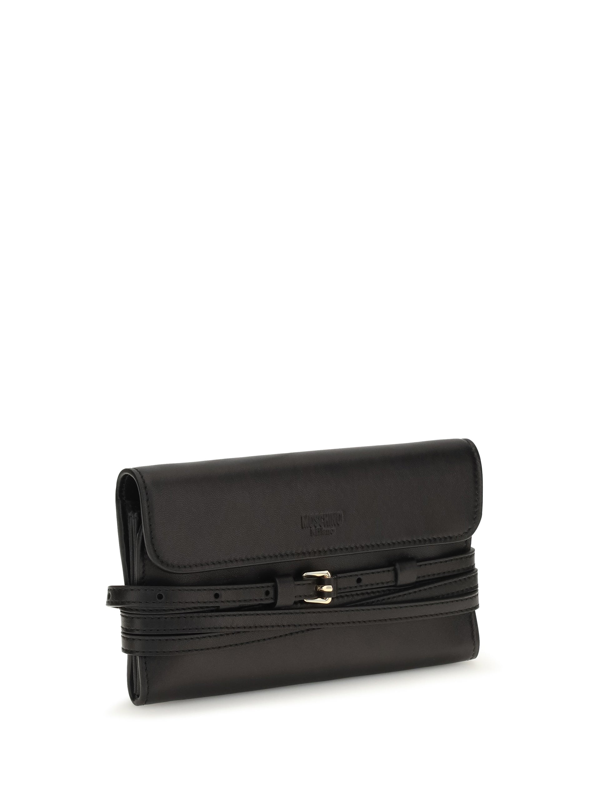 Moschino Women Leather Wallet With Buckle Detail MOSCHINO