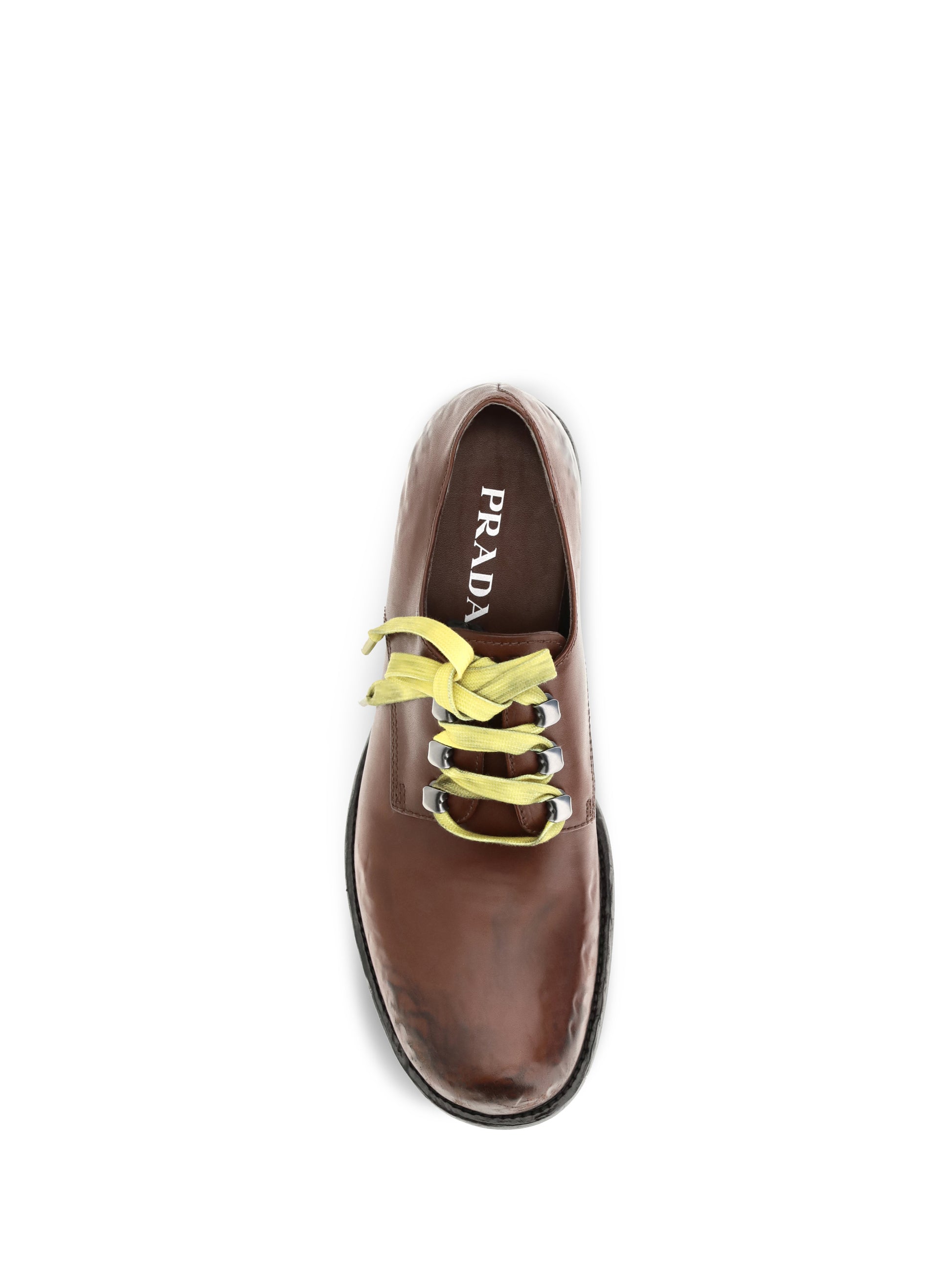 Prada Women Antique Leather Lace-Up Loafers PRADA