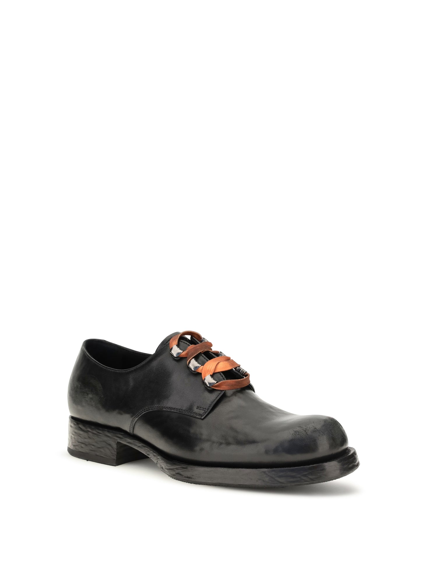 Prada Men Distressed Leather Lace-Up Shoes PRADA
