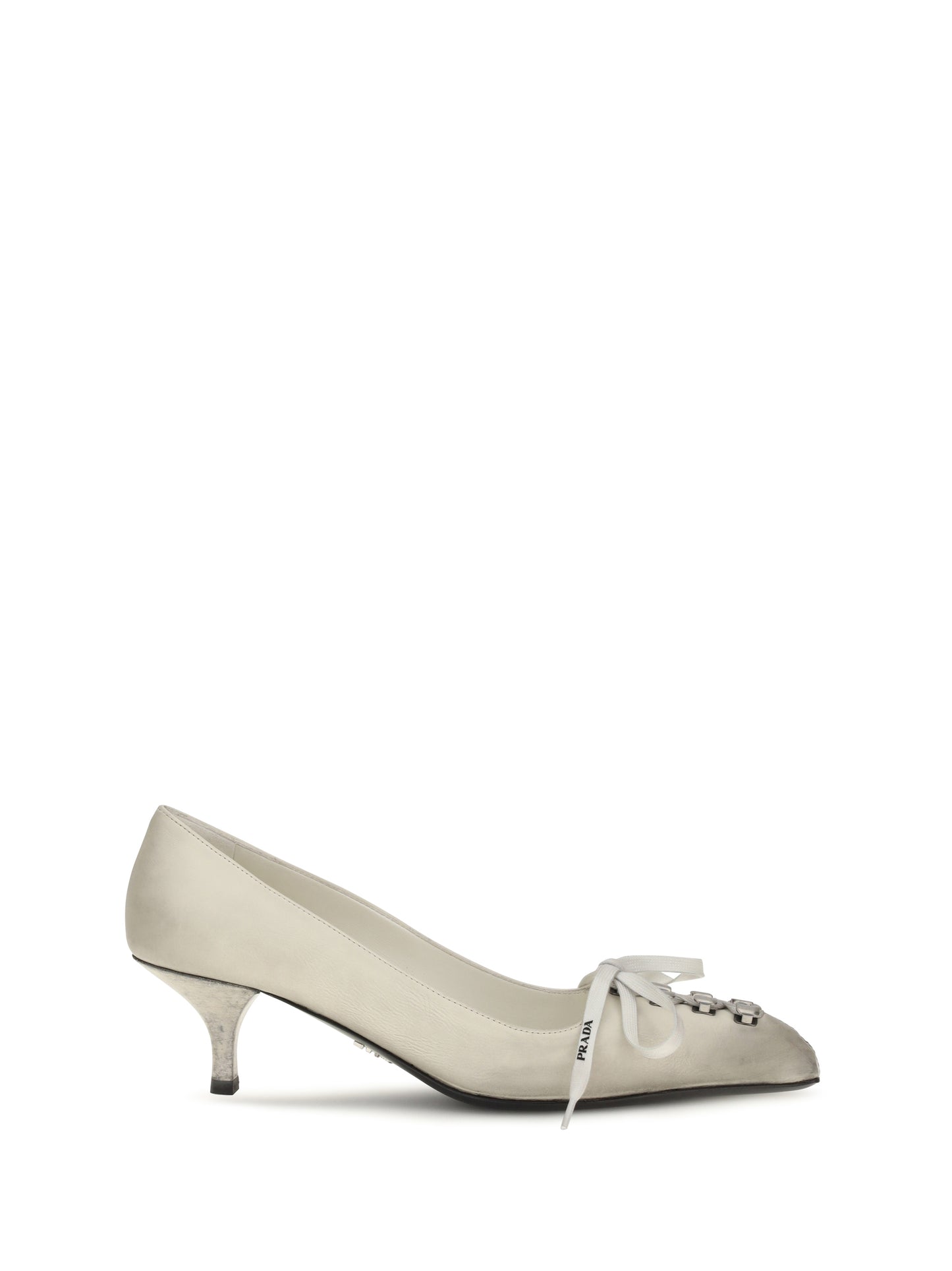 Prada Women Lace-Up Antique-Finish Leather Pumps PRADA